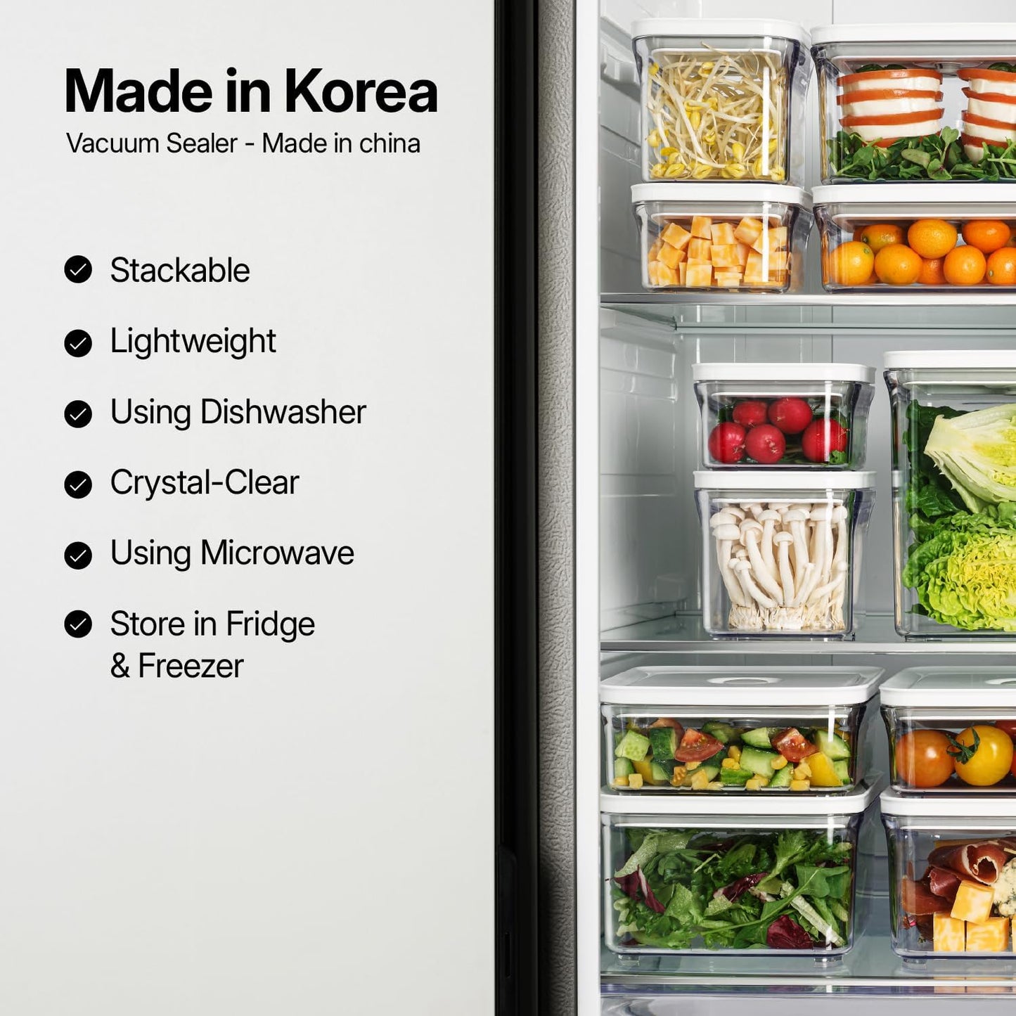 VAKUEN Premium Airtight Food Storage Containers, 3.28qt 1 Piece, Smart One-Click Seal Lid, No Hinges, Patented Double Silicone Lining, 100% Leak Proof, BPA-FREE, Dishwasher, Microwave Safe