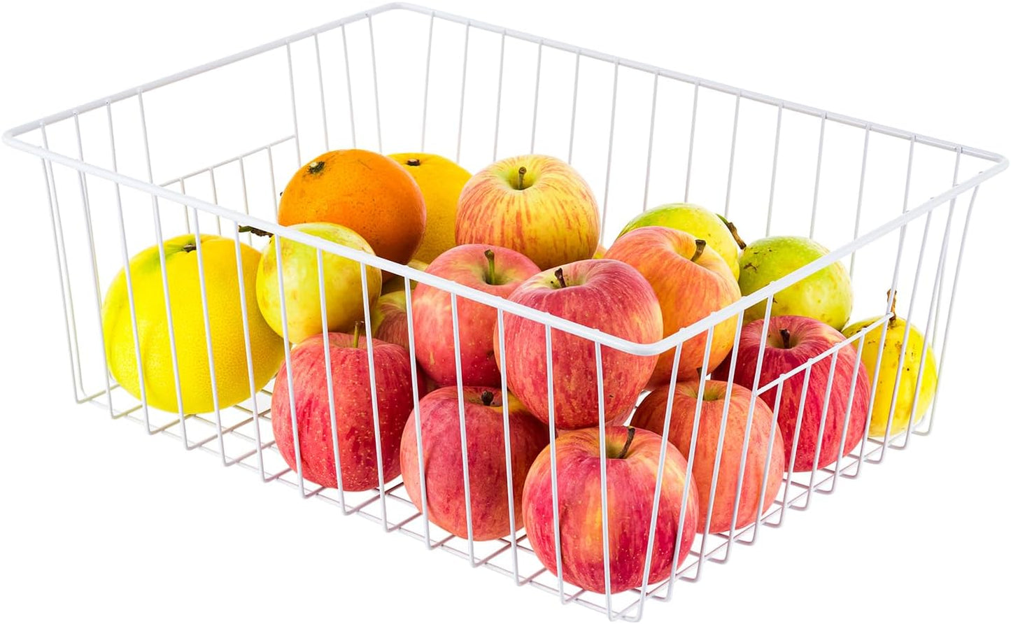 16" L x 12" W Wider Freezer Storage Organizer Baskets Container, Metal Wire Chest Upright Refrigerator Divider Bins with Built-in Handles for Cabinet, Pantry, Closet, Kitchen（3 Pack）