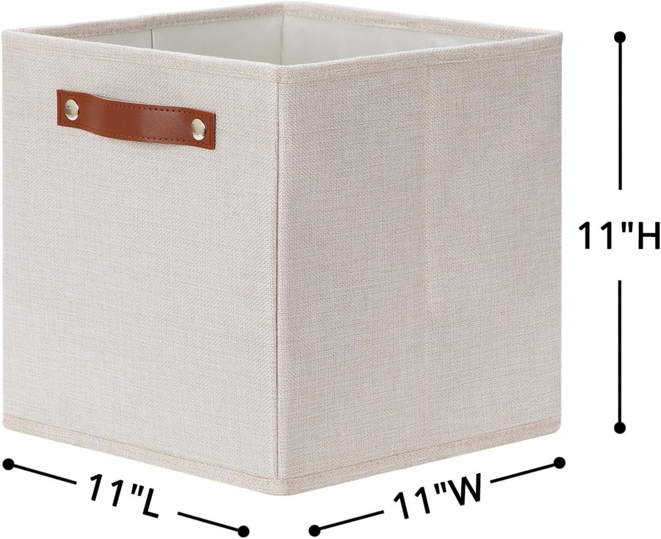 HNZIGE Foldable Storage Cubes Bins for Organizing, Set of 4, Fabric Cube Canvas Storage Bins 11 x11, Collapsible Bins for Organization with Handles for Shelf Nursery(Beige)