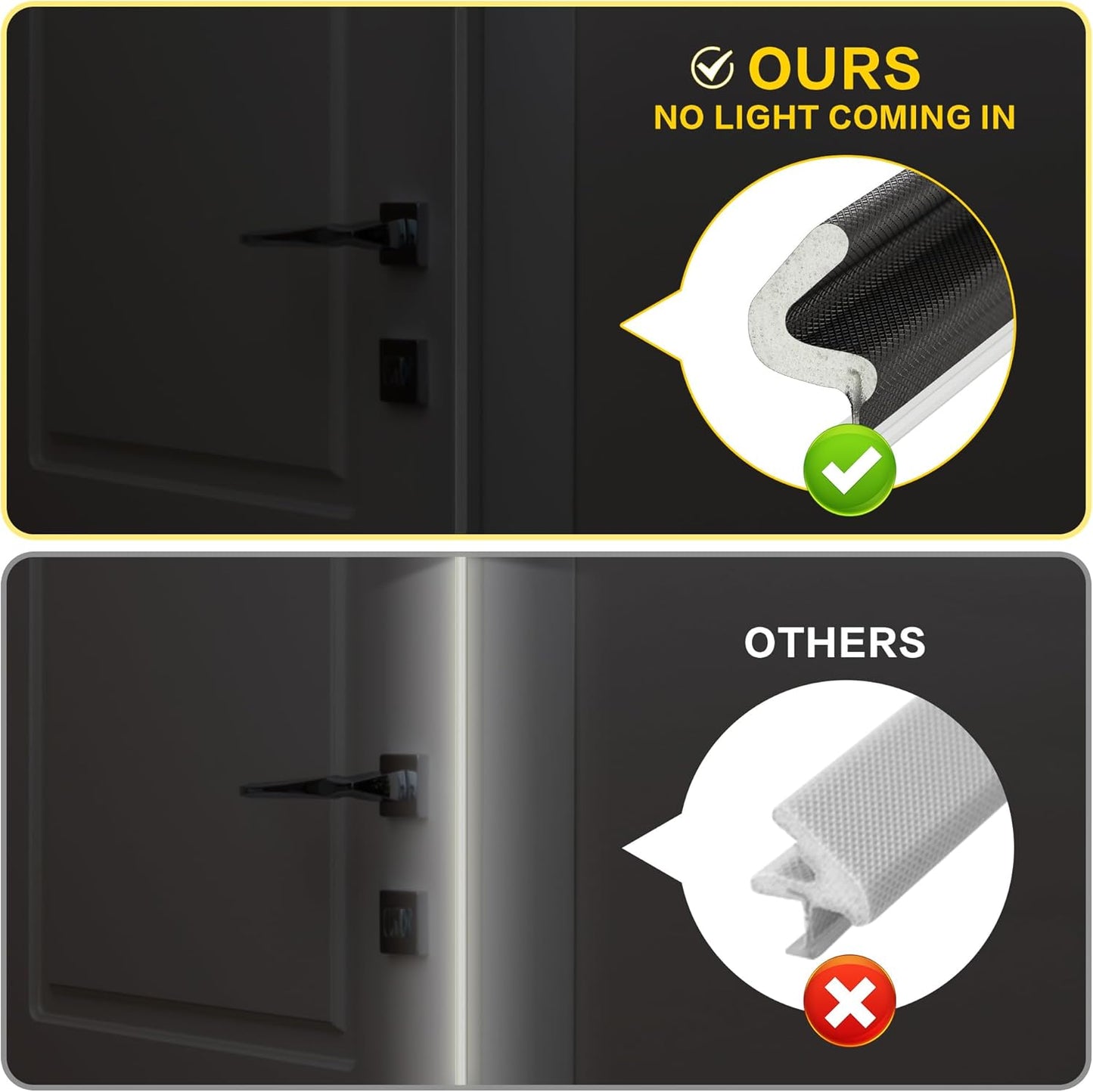 Weather Stripping Door Seal Strip - Soundproof Q-Shaped Foam for Exterior Door Frame, Large Gap Seal, Noise Cancelling, Easy to Install (Black, 19.8FT)