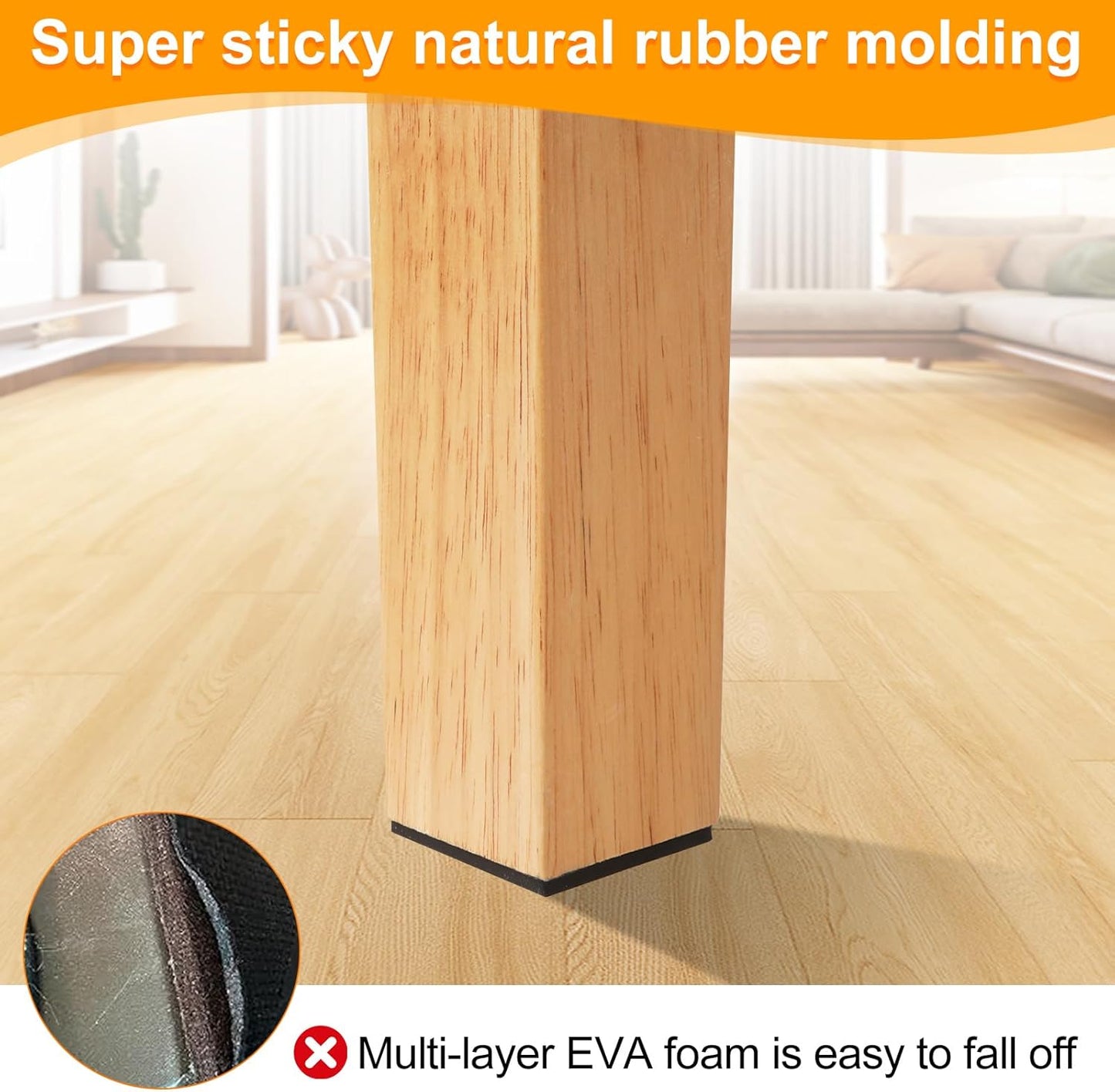 CHUNZEXI Non Slip Furniture Pads - 16 Premium Furniture Grippers Self Adhesive Rubber Furniture Feet, Anti Slide Furniture Hardwood Floor Protector for Keep Couch Stoppers (2 inch Square)