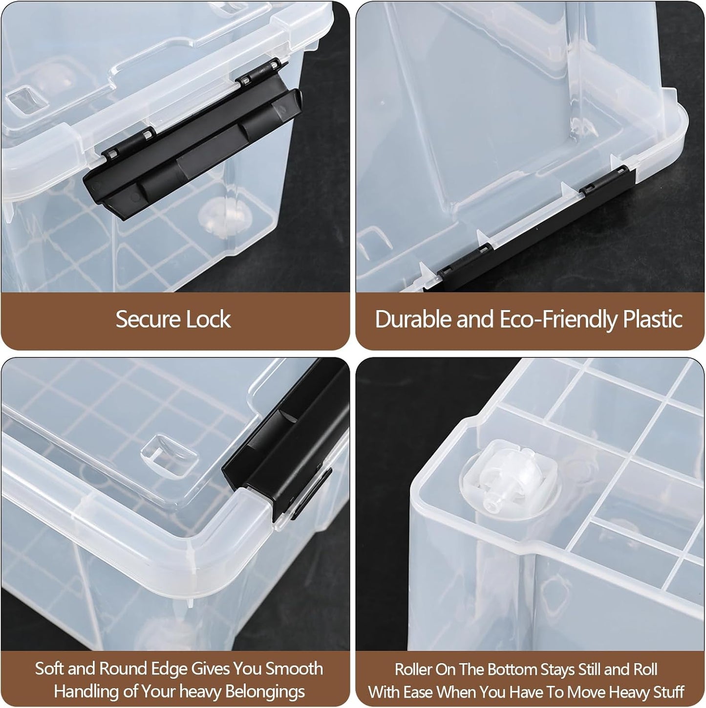 Zopnny 24 Quart Clear Plastic Storage Bin with Lid, Stackable Organizer Latch Box Tote for Home, Garage, School, and Office, 4-Pack