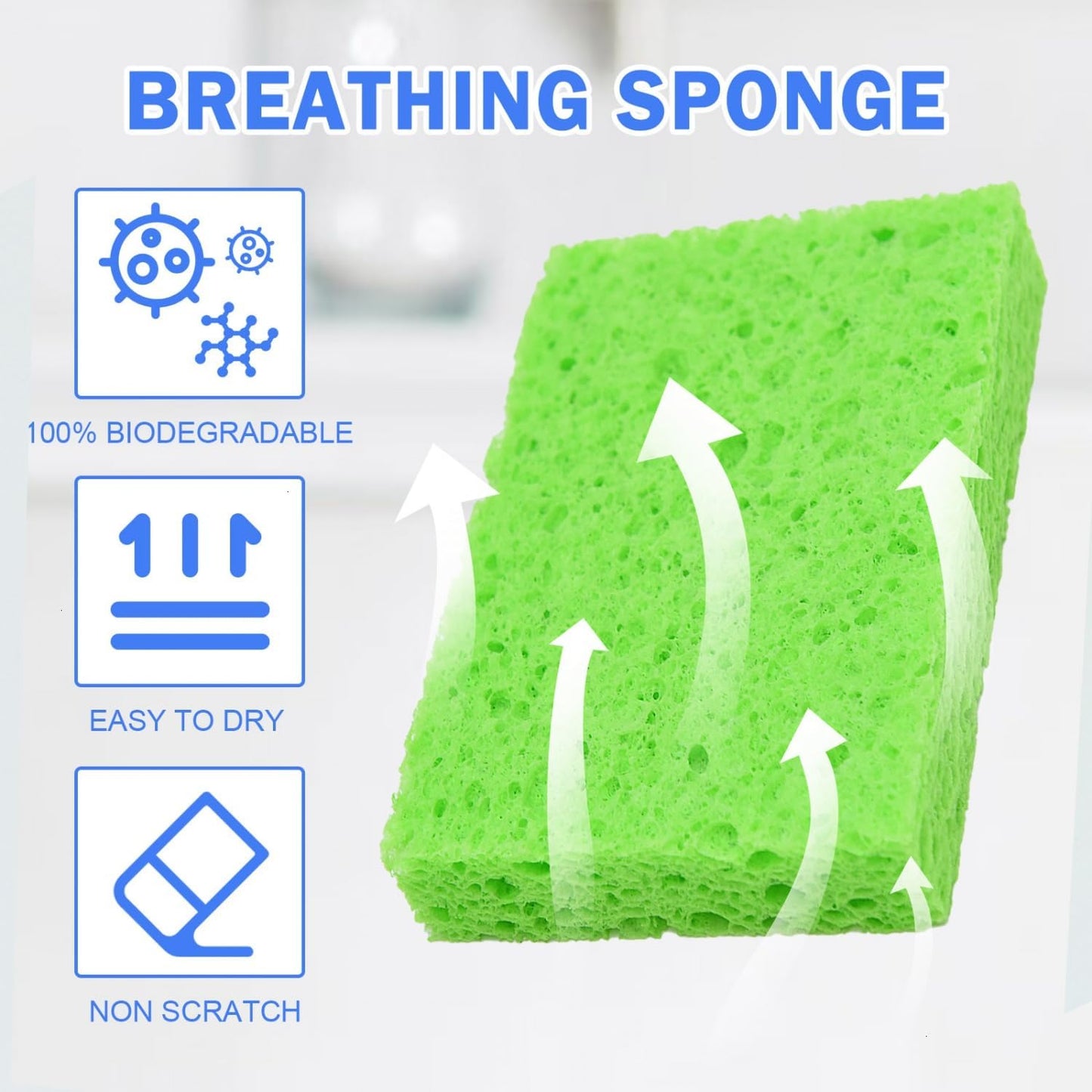 YoleShy 48 Pack Sponges Kitchen Natural Compressed Cellulose Sponges Durable Dish Sponge for Cleaning & DIY for Kids Reusable