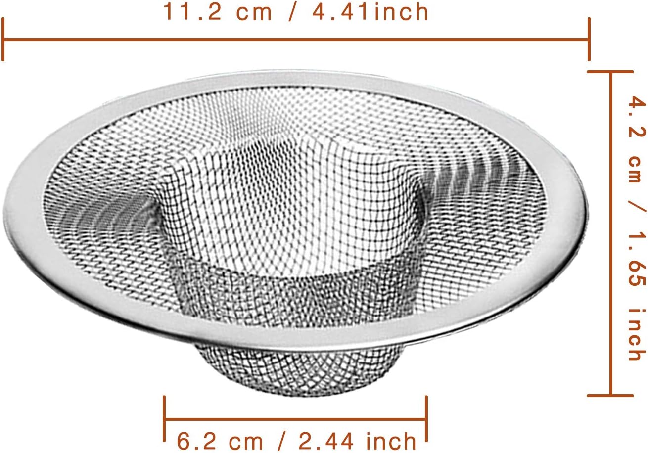 4pcs Heavy Duty Stainless Steel Slop Basket Filter Trap, 4.41" Top / 2.44" Mesh Metal Sink Strainer,Perfect for Kitchen Sink/Bathroom Bathtub Wash Basin Floor Drain Balcony Drain Hole,Utility…