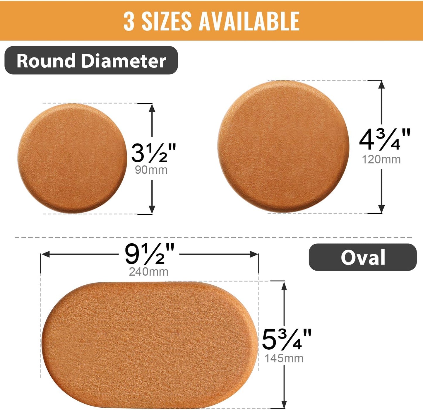 Felt Furniture Sliders for Hardwood Floors, PISAO 16 PCS 3 ½” Heavy Duty Furniture Movers - Unique Non-Scratch Design, Thick Felt Pads for Hard Surfaces, Move Large Furniture Easily