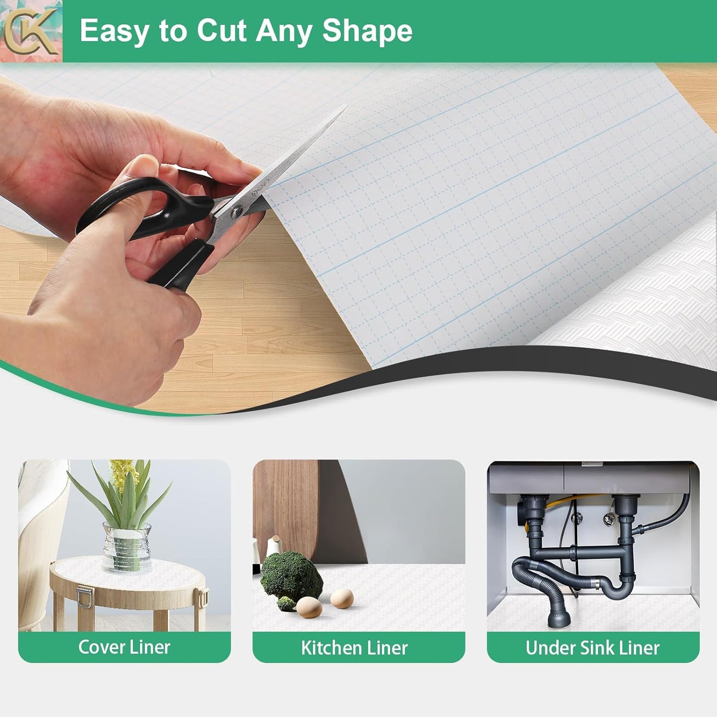 Self-Adhesive Shelf Liner Kitchen Liner, Waterproof Backed Paper Easy Peel and Stick Contact Liner Without Residue for Decor Your Desk Surface, Kitchen Countertops (White, 35.4 x 118.1 inches)