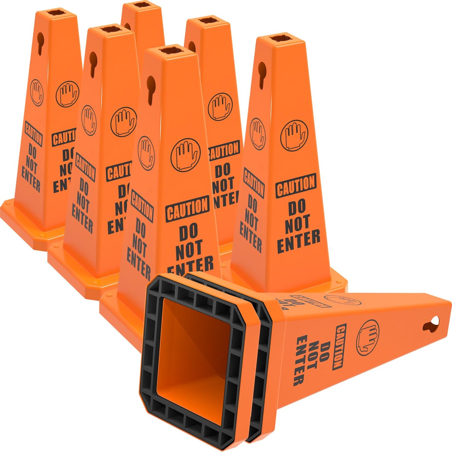 Plastic Traffic Cones, 4-Sided Message Cones, Road Safety Parking Cones, Standing Traffic Warning Signs for Cleaning Area, Garage, No Entry (8, Do Not Enter, Large)