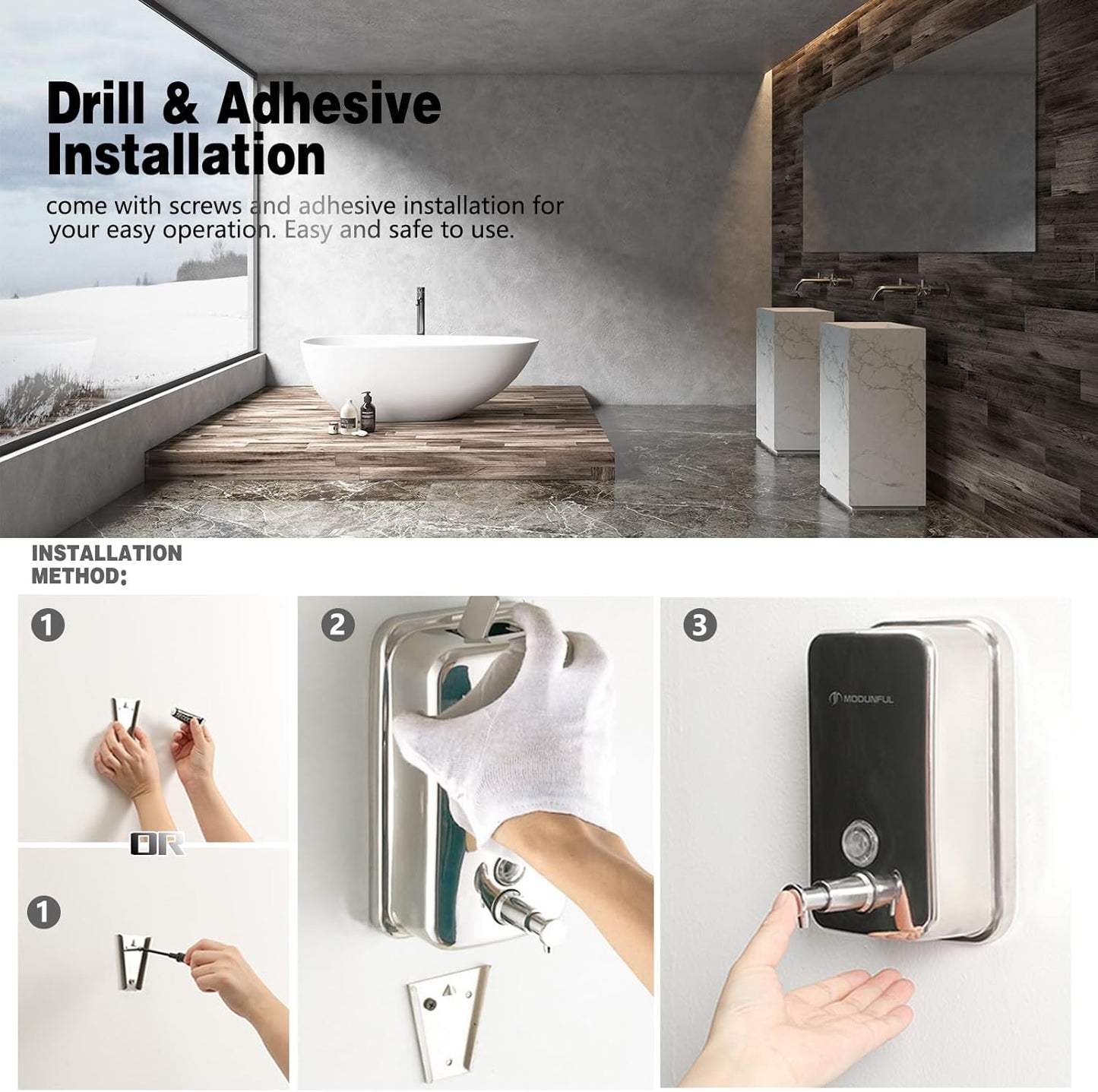 Stainless Steel Soap Dispenser for Home – 16.9oz Wall Mount, Anti-Leak Pump, Brushed Nickel Finish, Space-Saving Design for Kitchen & Bathroom