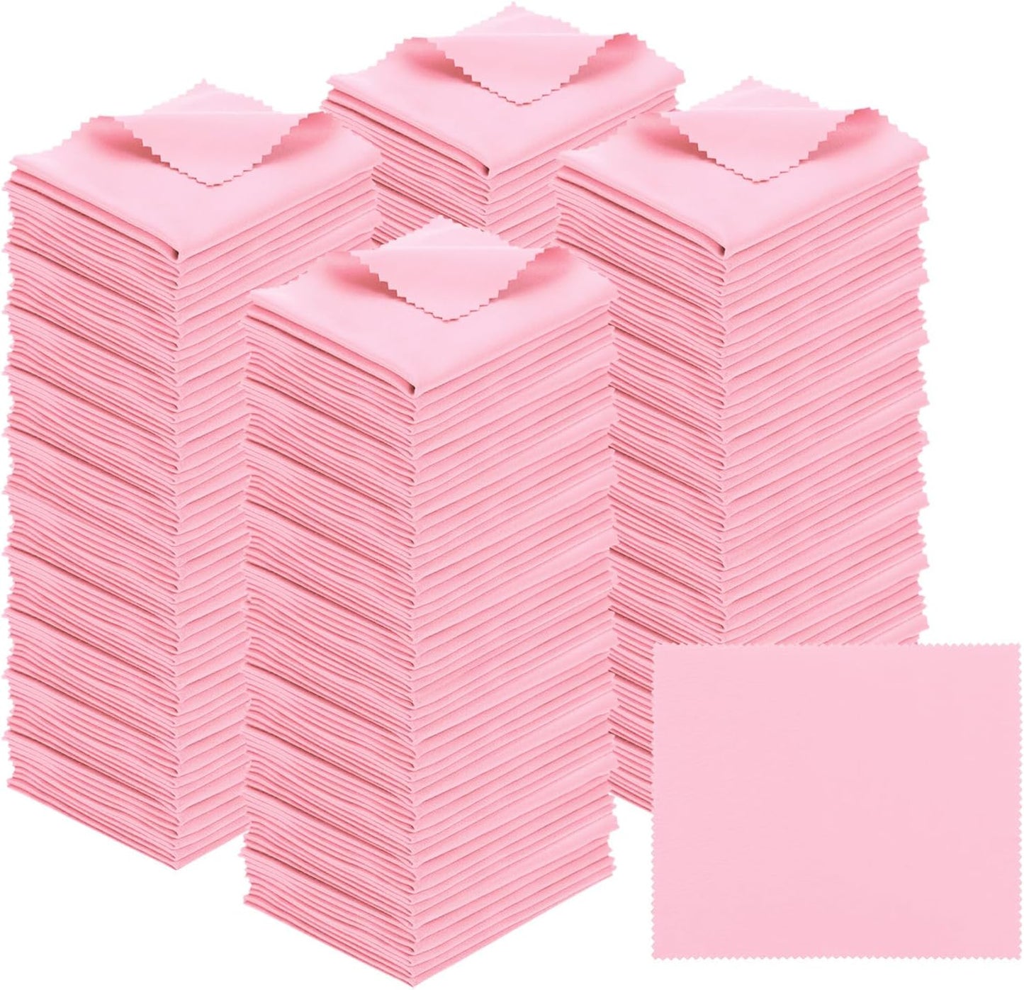 PATIKIL Eyeglass Microfiber Cleaning Cloth 7"x6", 200 Pack Glasses Cleaning Cloth Soft Wipe Screen Cloth for Camera Lens Eyeglasses Screens in Individual Vinyl Pouch, Pink