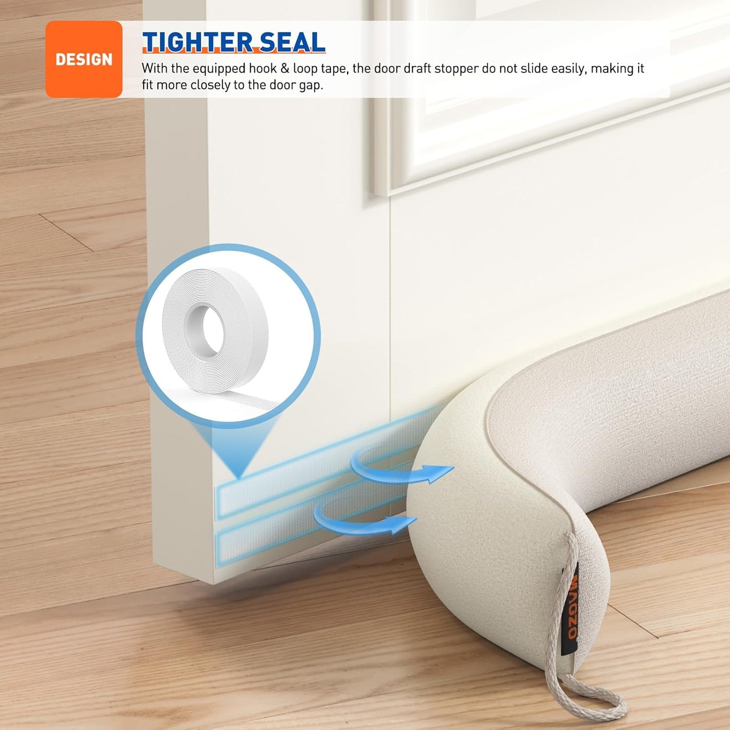 MAGZO Door Draft Stopper 36 Inch-Beige, Under Door Draft Blocker Air Stopper Door Bottom Insulation Snake Draft Stopper