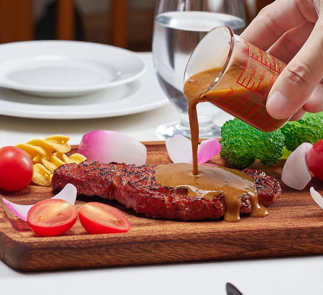 Ackers High Borosilicate Glass Measuring Cup Set with Pour Spout,60ml(2OZ),120ml(4OZ), 250ml(8OZ) Glass Measuring Beaker for Kitchen or Restaurant, Easy to Read