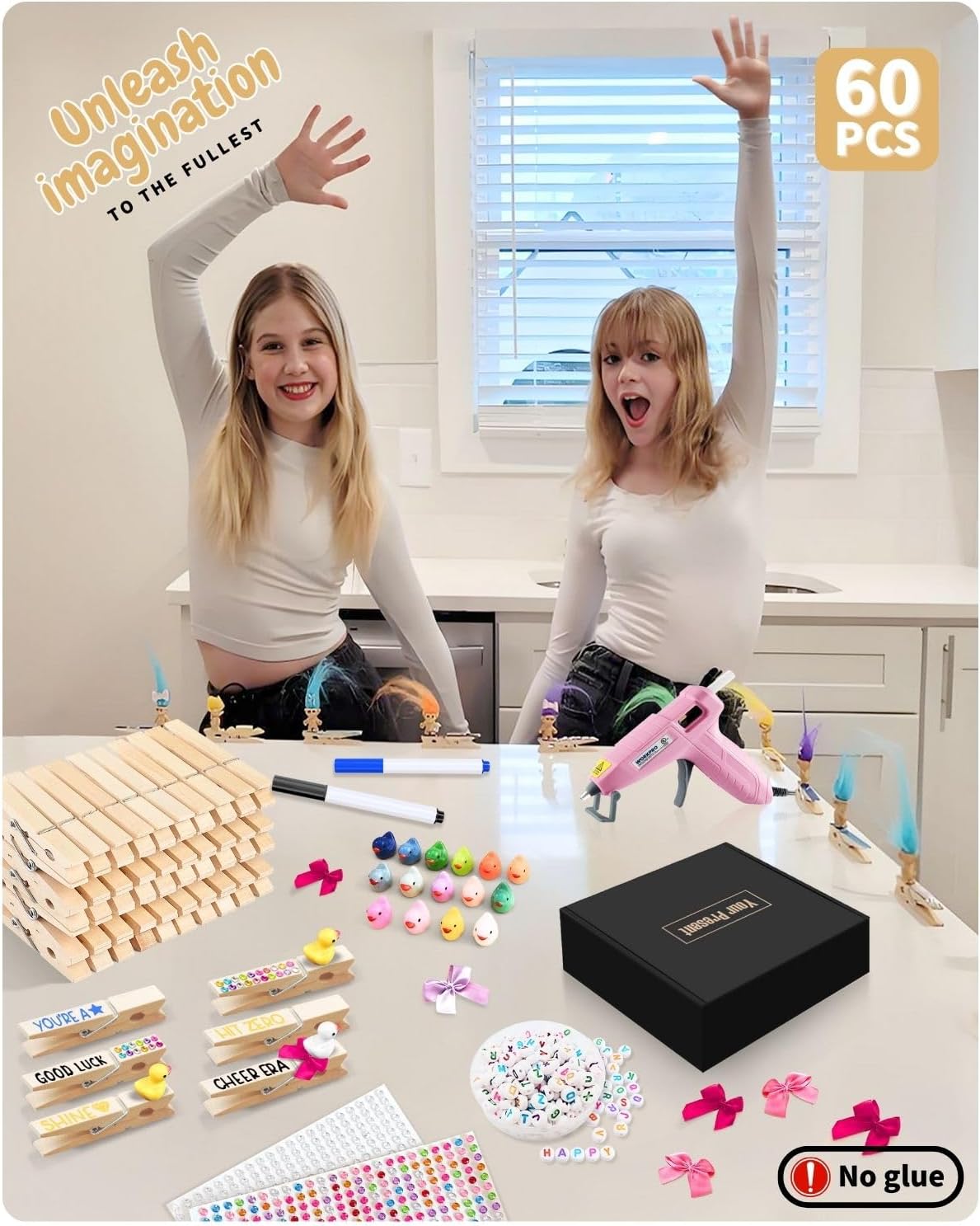 Cheer Pins for Backpack Cheer Stuff Kit 70 Clothes Pins with Mini Resin Ducks Mini Bows Letter Beads Team Cheerleaders Gifts Bulk Pin Me Ribbon for Bag Decorations Spirit Clips Competition Accessories