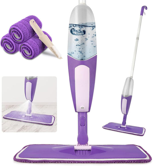 Spray Mop for Floor Cleaning - SEVENMAX Microfiber Floor Mop with 550ML Refillable Bottle 3 Washable Pads Kitchen Dry Wet Flat Dust Mop for Cleaning Hardwood Laminate Wood Ceramic Marble Tile Floors