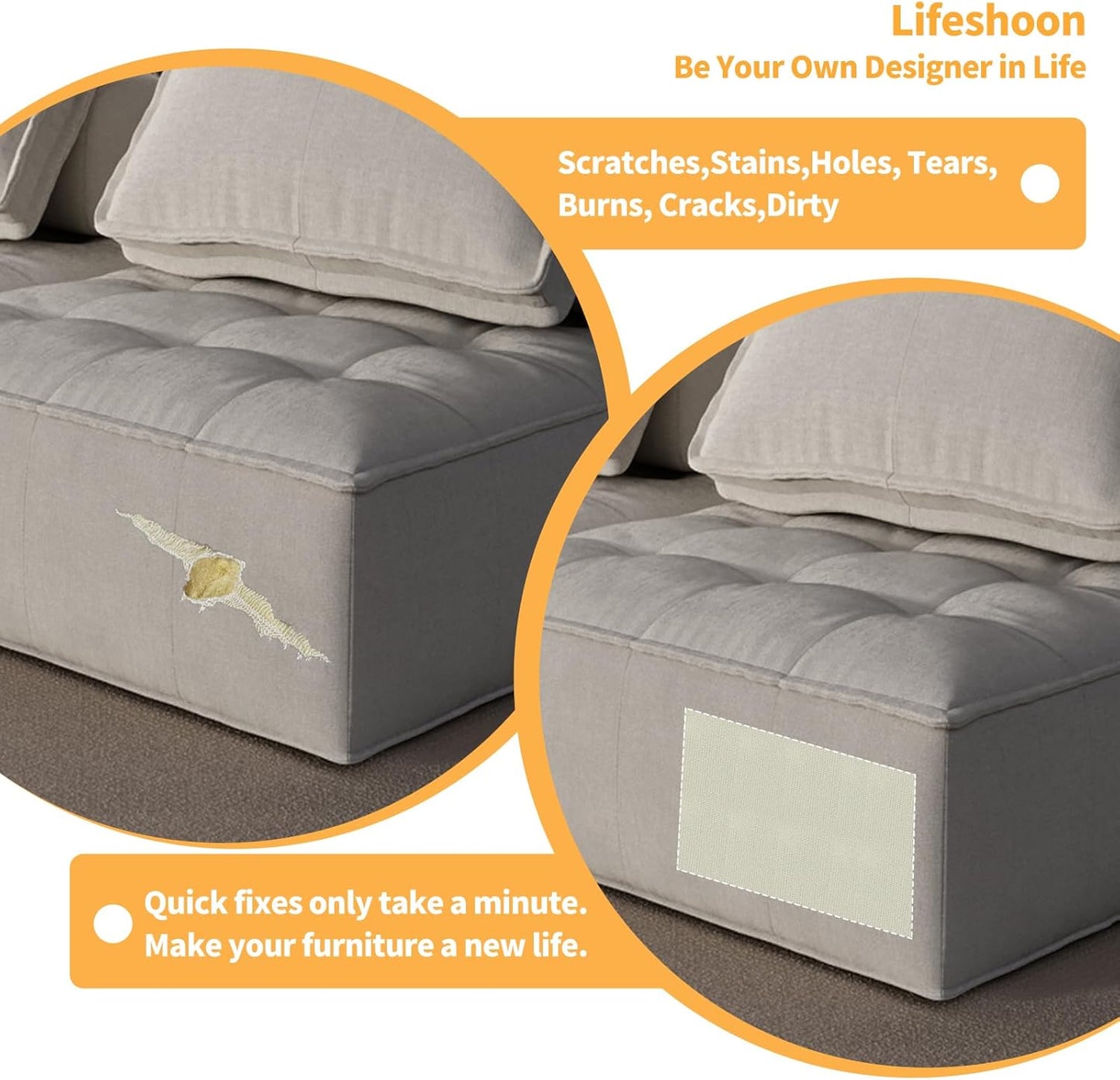 Fabric Repair Patches, 17X79 Inch Canvas Self-Adhesive Fabric Patches Tape Durable, DIY Large Canvas Repair for Sofa, Couches, Furniture, Chair, Clothing （17X79 Inch, Medium Grey）