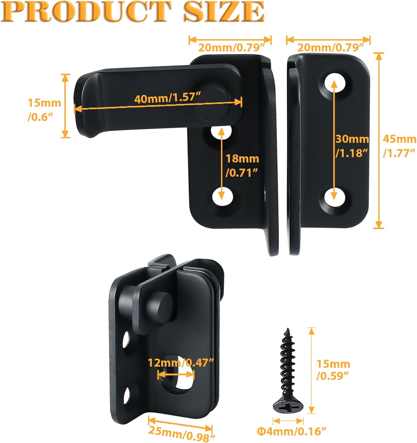 Alise Flip Latch Gate Latch Black,Shed Door Latch Barn Door Lock Shed Lock Shed Latch,Stainless Steel Locking Latches for Shed Barn Fence Chicken Dog Cage Window Cabinet Backyard Garage Doors,S-Size