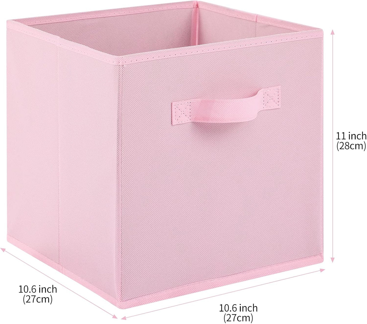 Stero Fabric Storage Bins 6 Pack Fun Colored Durable Storage Cubes with Handles Foldable Cube Baskets for Home, Kids Room, Closet and Toys Organization Pink