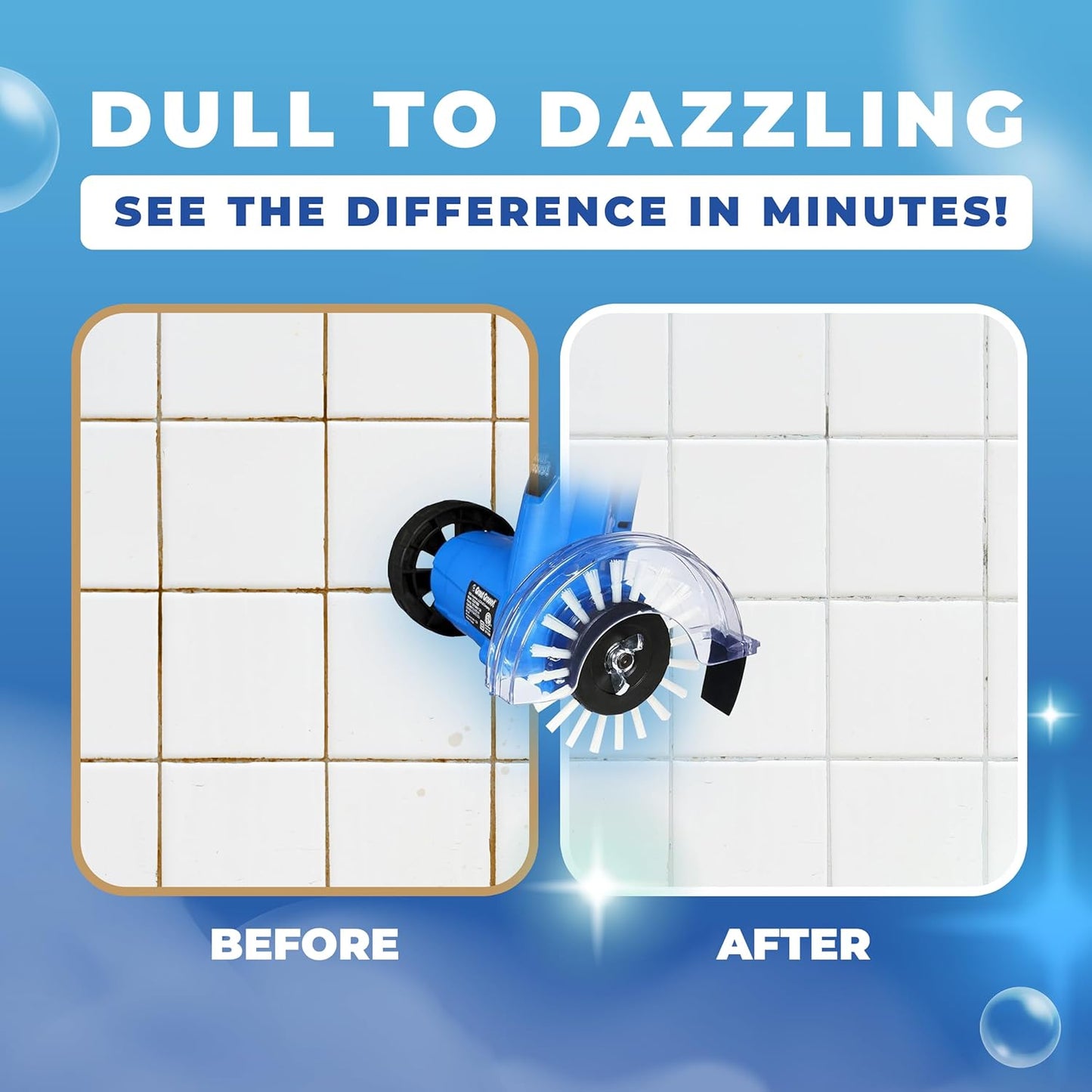 Grout Groovy! Electric Stand Up Lightweight Grout Cleaning Machine, Safely Cleans Grout Floor Tiles, Cleaning Brush Wheel, 20’ Cord, 120 V