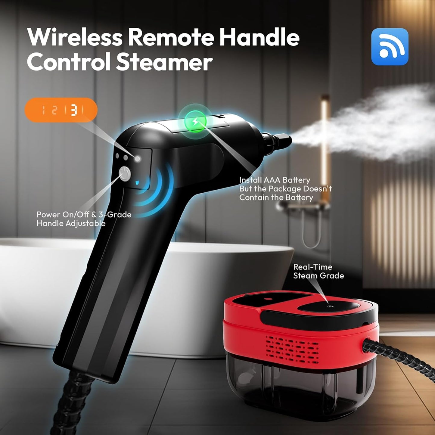 Steam Cleaner, 2500w Steamer for Cleaning, 3-Garde Adjustable Handle, 1.6L Water Tank, Steam Cleaner for Home, Fast Heat Handheld Steam Cleaner, Handheld Steamer for Car, Furniture, Kitchen, Bathroom