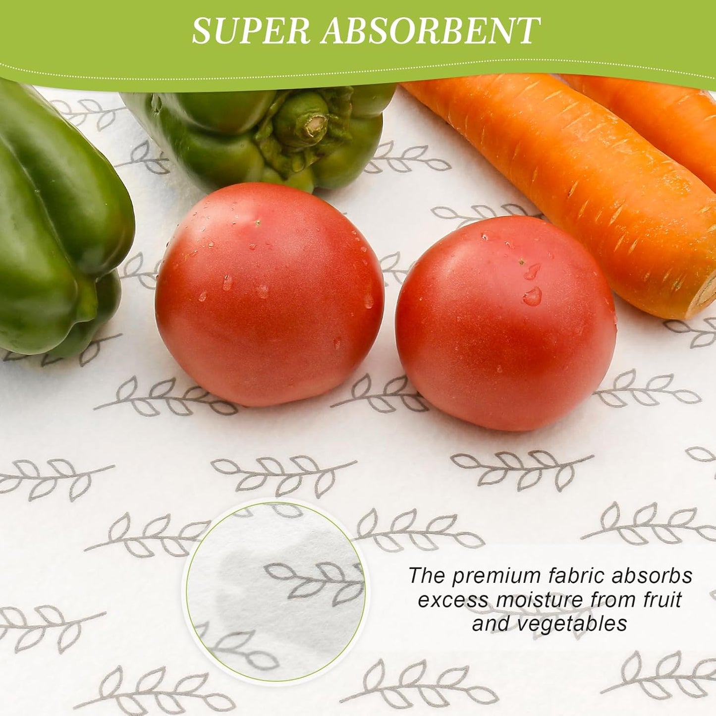 Cooyes Refrigerator Drawer Liners, Premium Absorbent Fridge bin Liners Non-Slip Washable, 12" x 24" Refrigerator Shelf Liners and Mats for Glass Shelves, Kitchen Cabinets, Non-Adhesive