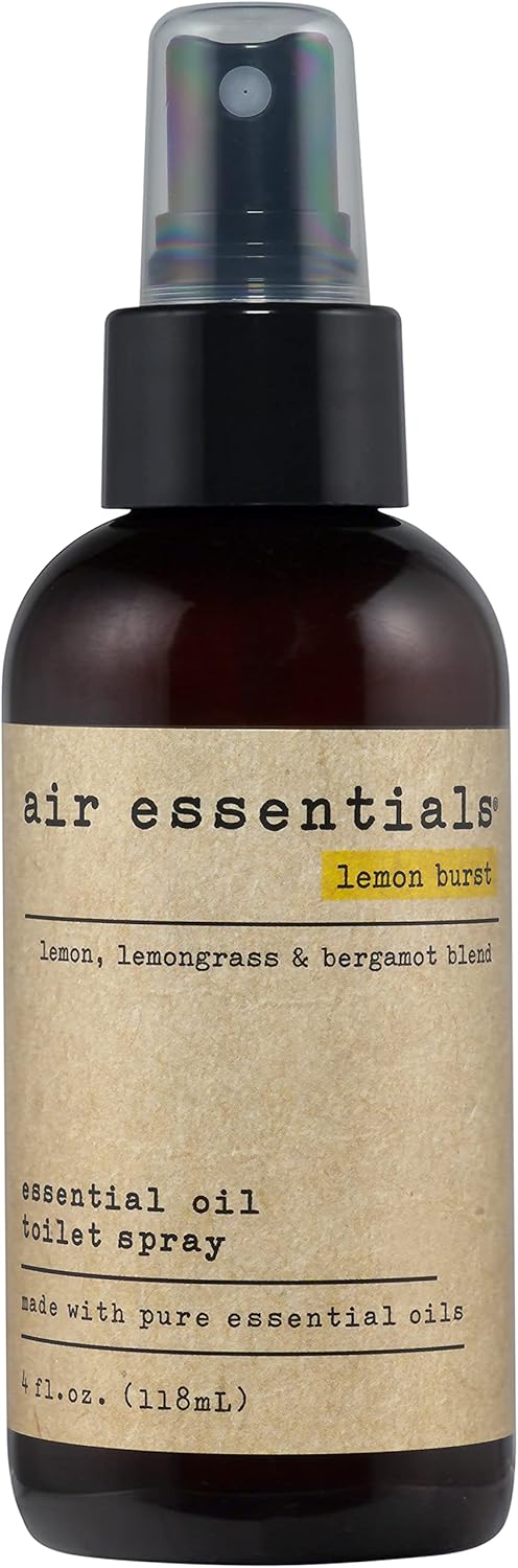 Air Essentials Essential Oil Toilet Spray - Odor Eliminator & Air Freshener - Made with Pure Essential Oils - Lemon Burst - 4 Ounce