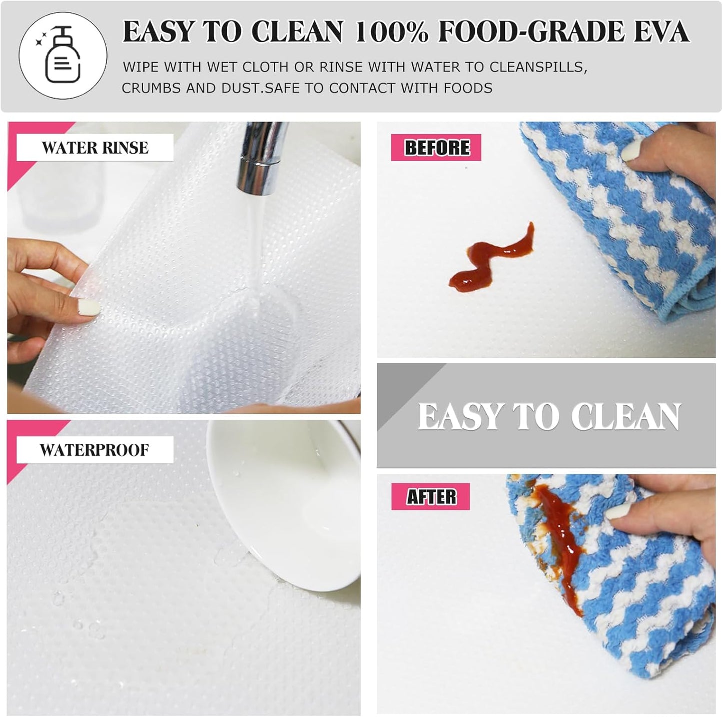 20Pcs Refrigerator Liners, Washable Fridge Liner Shelf Mats Refrigerator Pads for Cupboard Cabinet Drawer Home Kitchen Accessories Organization (Clear)