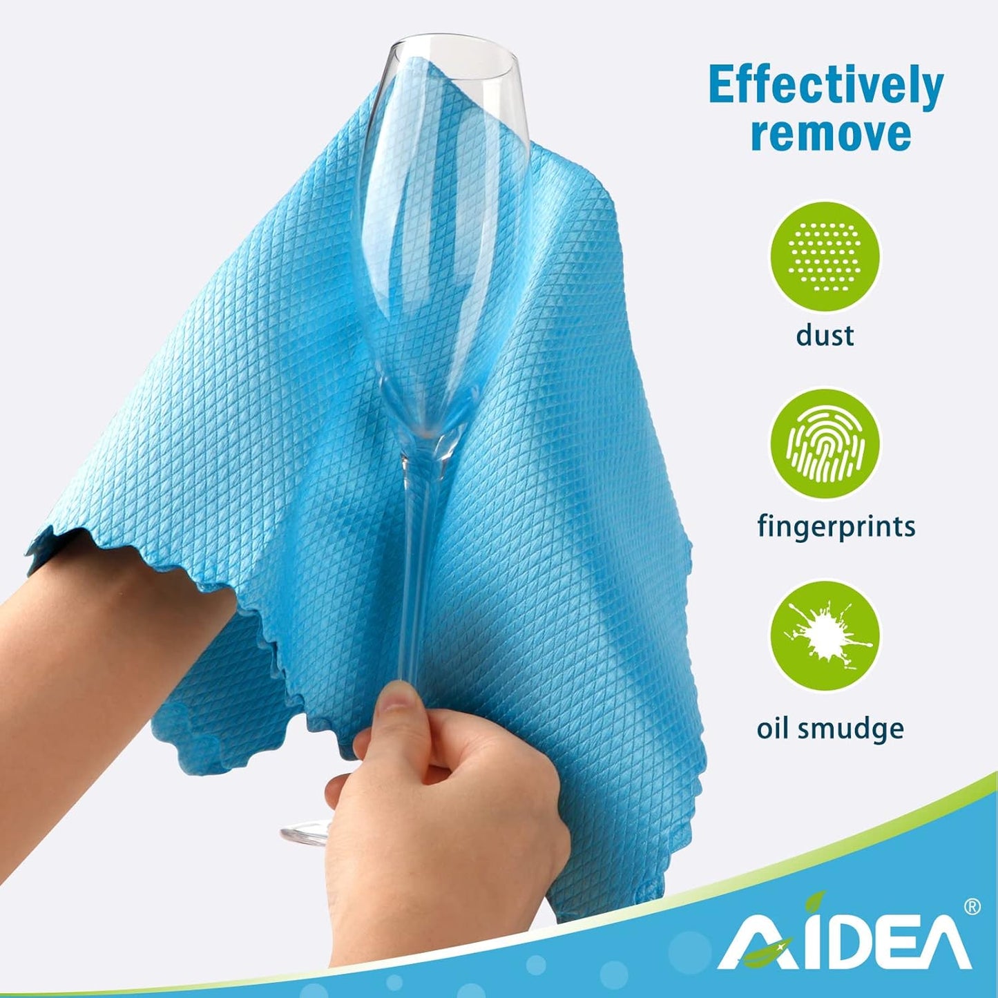 AIDEA Microfiber Glass Cleaning Cloth, 8PK, Premium Microfiber Glass and Window Cleaner, Lint Free Quickly Clean Windows, Glasses, Windshields, Mirrors, Stainless Steel, 12"x12"