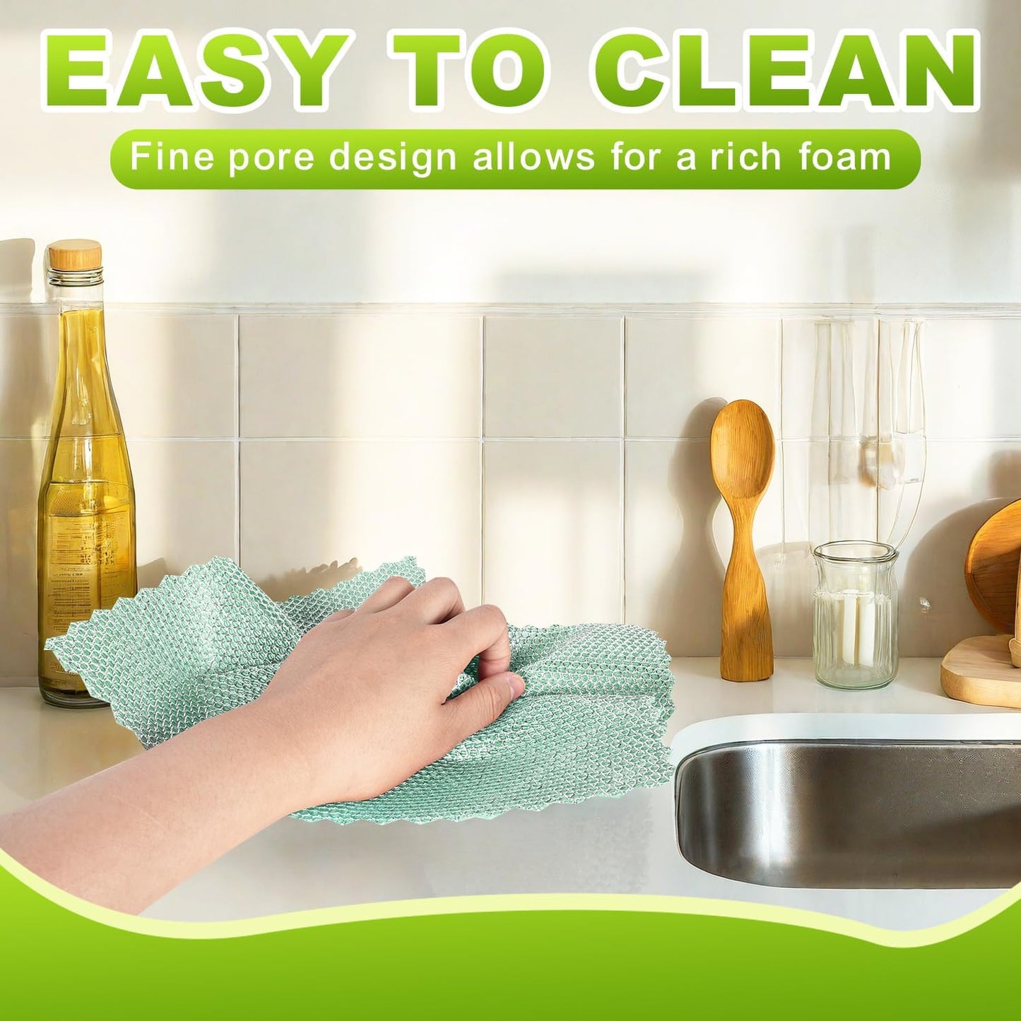 12 Pcs Multipurpose Wire Dishwashing Rag, Upgraded Double-Layer Non-Scratch Wire Dish Cleaning Cloths, Reusable Steel Scrubberfor Kitchen, Cookware, Sinks, Stove Tops, 10"x10"