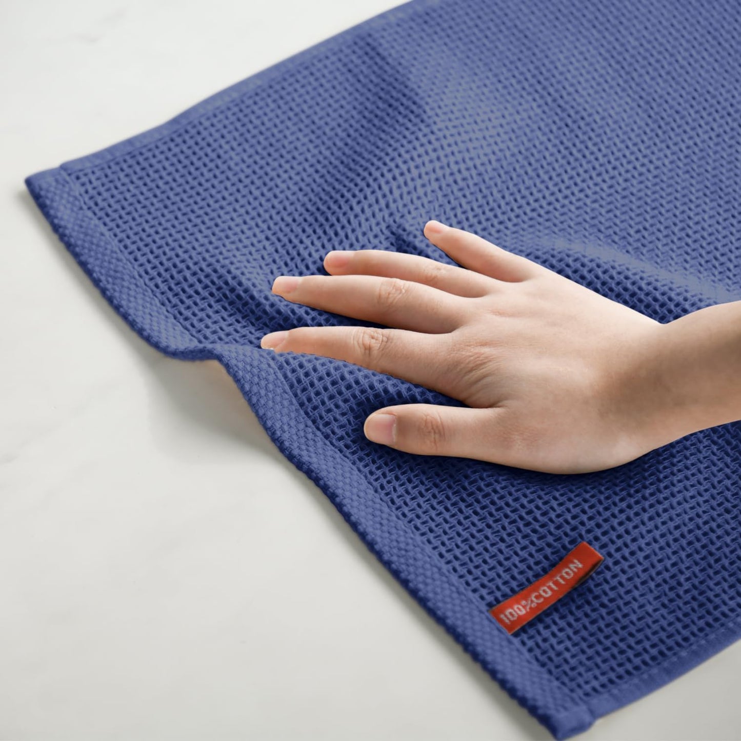 Artoid Mode 100% Cotton Navy Blue Light Dark Grey Waffle Weave Kitchen Dish Cloths, 12x12 Inch Ultra Soft Absorbent Quick Drying Kitchen Dish Towels Set of 6, Multicolor