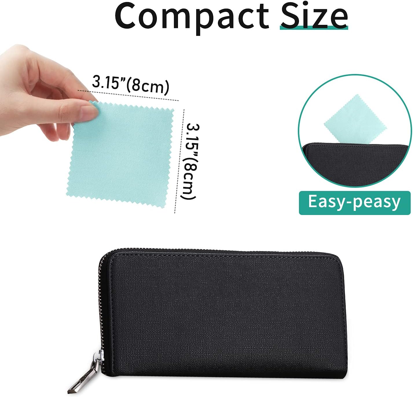 CATIFLIN 100pcs Premium Jewelry Cleaning Cloth, Silver Polishing Cloth Individually Wrapped, for Sterling Silver, Gold, Brass, Silverware, Coin, Ring, Watch and More (Sea Blue, 3.15" x 3.15")