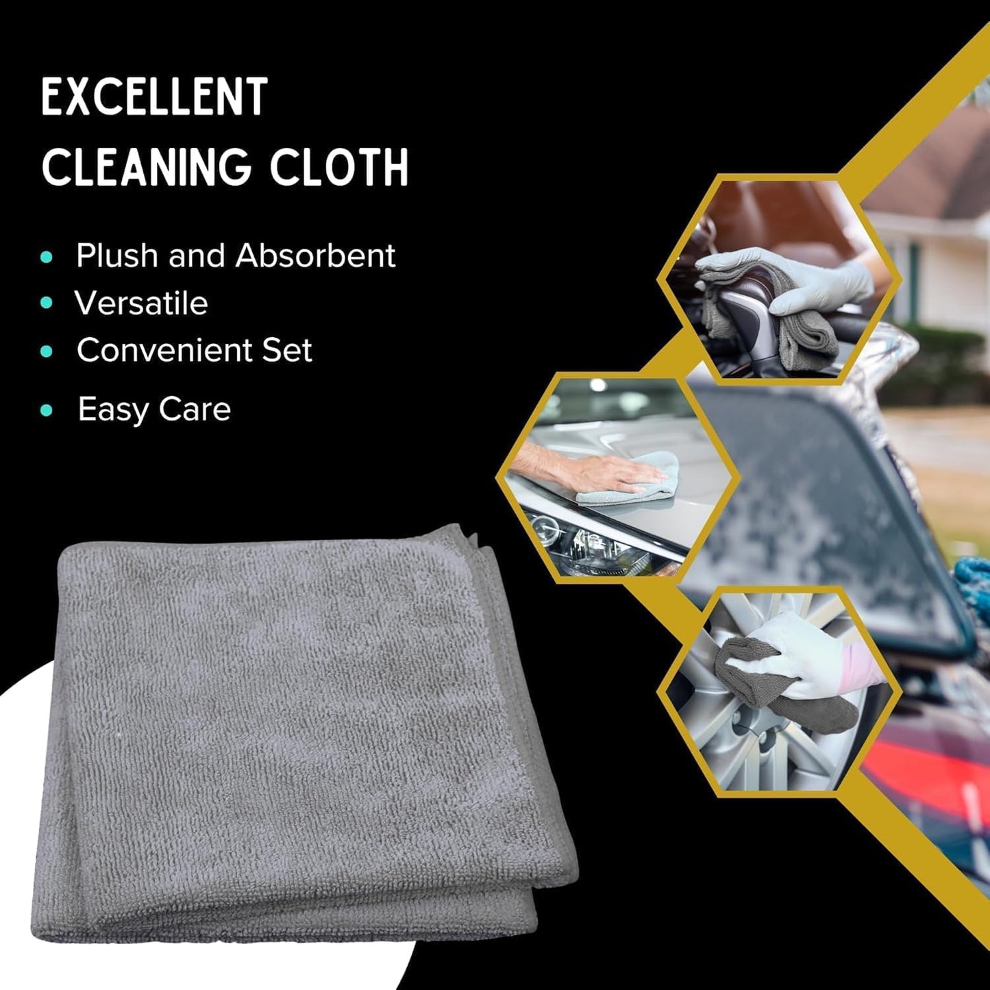 Single Microfiber Cleaning Cloth 40x40 cm - Ultra Absorbent Microfiber Cloth for Home, Kitchen Car Bathroom Rags Polish Cleaning 250 GSM (Grey)