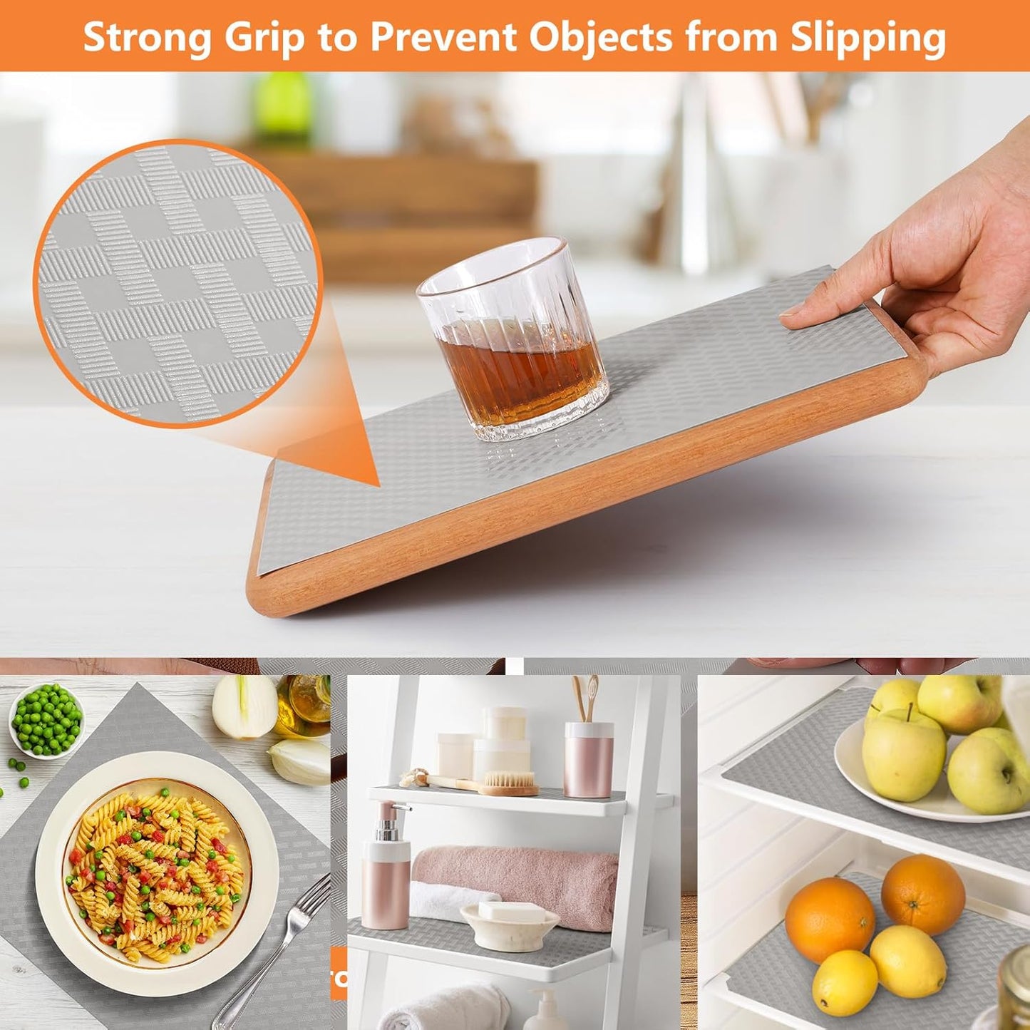 Light Gray Shelf Liners for Kitchen Cabinets Refrigerator Liners Waterproof & Oil-Proof Kitchen Cupboard Liner Drawer Mats EVA Material Non Adhesive Fridge Liner for Shelves 23.6 x 393.7 Inches