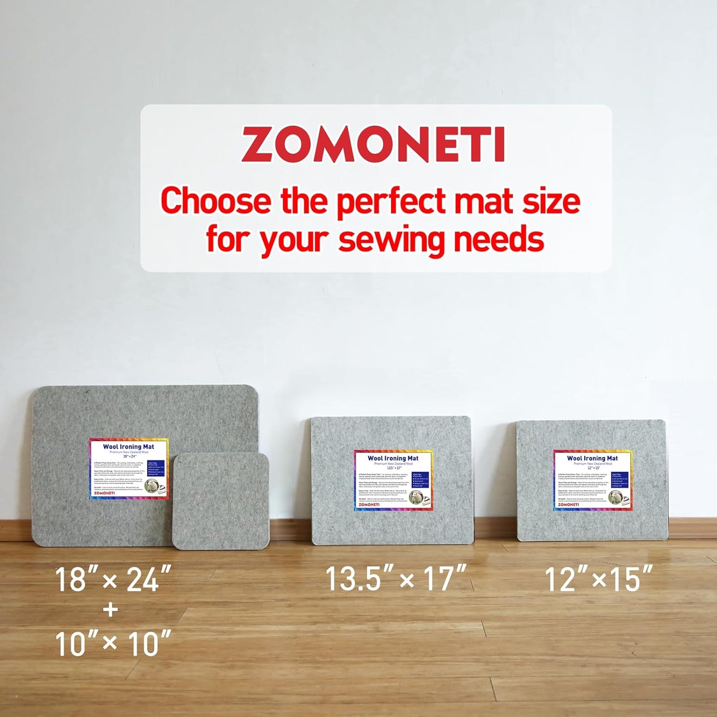 ZOMONETI 24" x 18" Wool Pressing Mat 100% New Zealand Felted Wool Ironing Mat Pad Blanket for Quilter, Sewing, Quilting Supplies and Notions