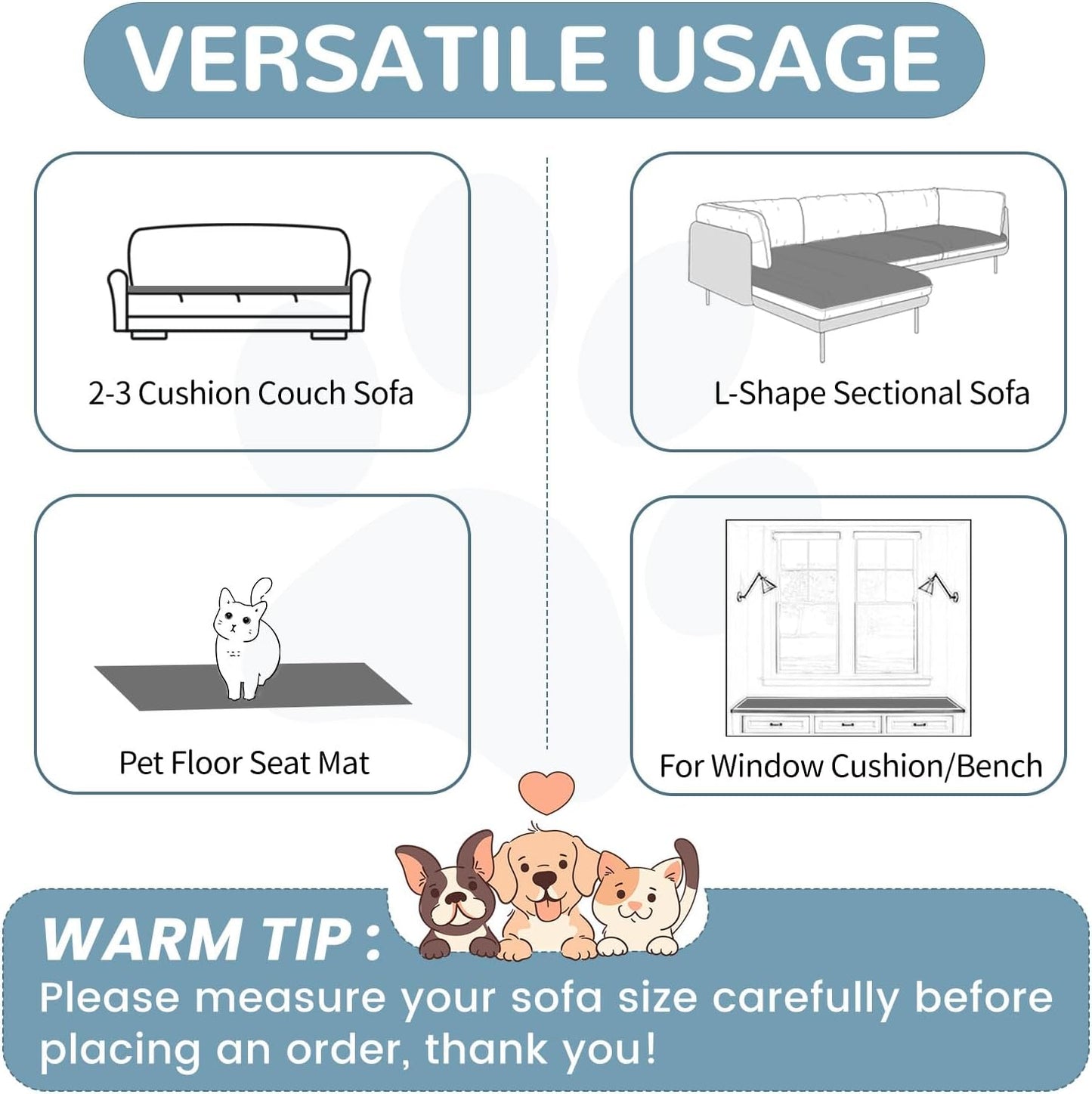 OTOB Dog Couch Covers for 3 Cushion Washable Non Slip Plush Pet Friendly Bed Mat Sofa Cover for Dogs, All Seasons Cozy Soft Fuzzy Furniture Protector Sofa Slipcovers (Dark Gray, 27.6" x 59.1")