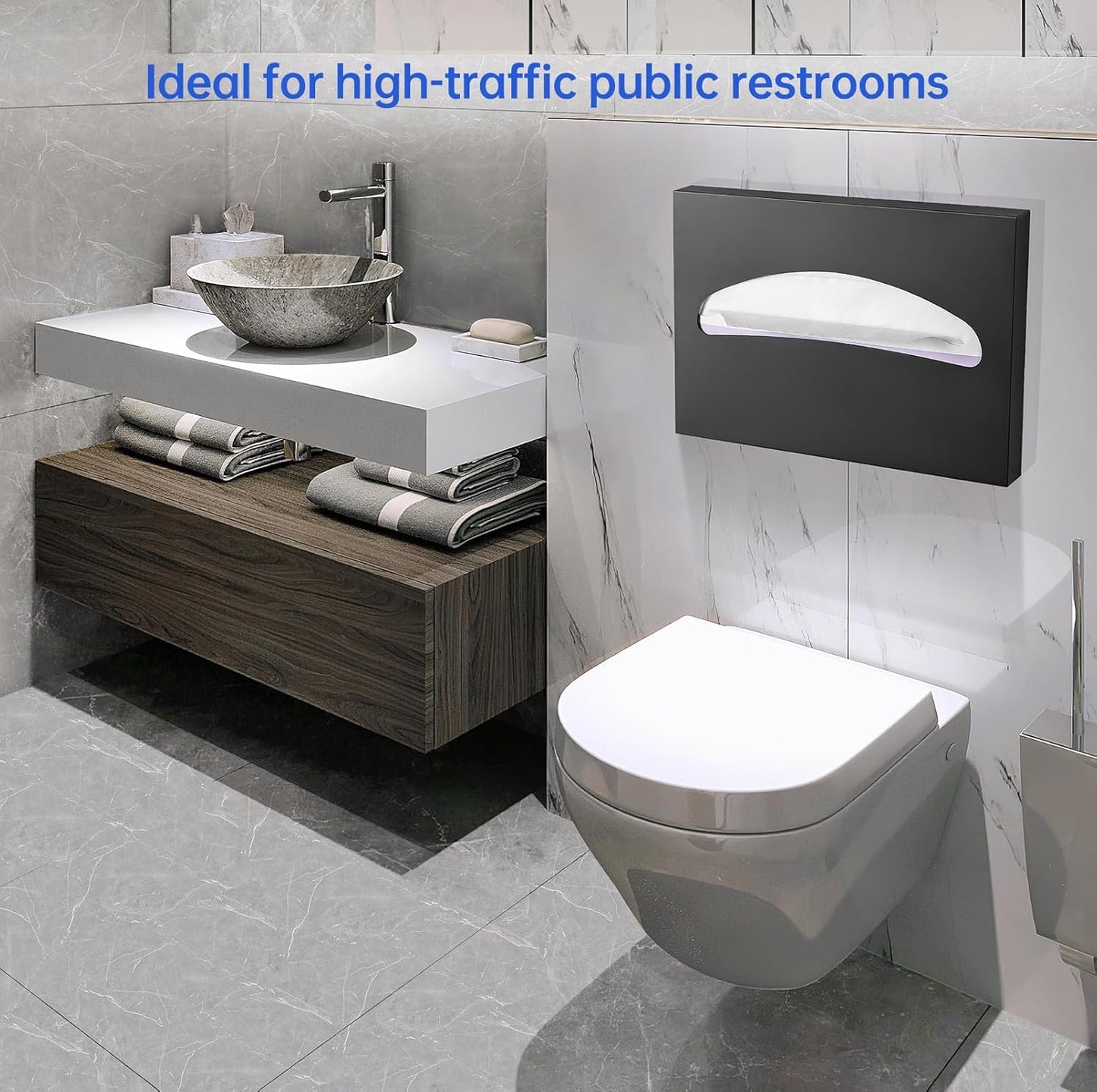 Toilet Seat Cover Dispenser Wall Mounted Stainless Steel Matte Black