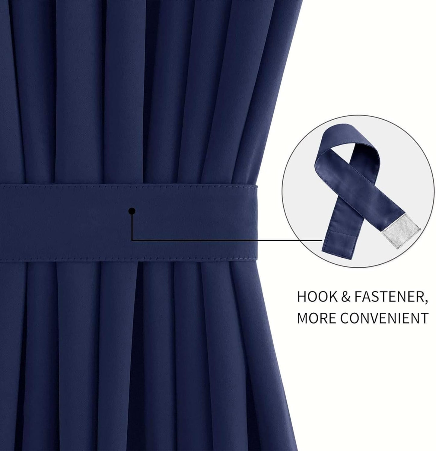 DWCN French Door Curtains – Rod Pocket Thermal Blackout Curtain for Doors with Glass Window, Kitchen and Patio Doors for Privacy, 25 X 80 Inches Long, 1 Curtain Panel with Tieback, Navy Blue