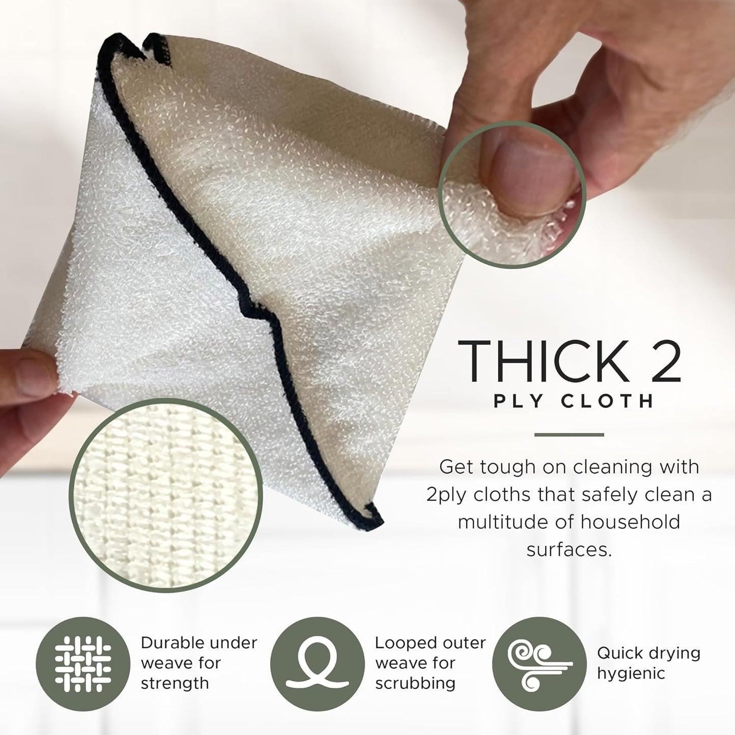 Whiffkitch Dishcloths & Dish Towels for Kitchen - Reusable, Hygienic, Quick Drying, Durable Kitchen Washcloth, Absorbent, Scrub-Non-Scratch, 6x7 Inches Neutral Color, 6 Pack