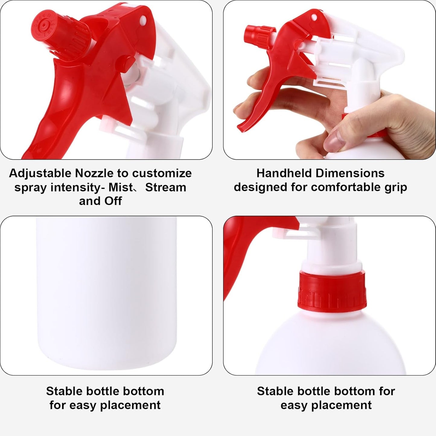 Eccliy 12 Pcs 16 Oz Plastic Spray Bottle, Adjustable Empty Reusable Sprayer for Cleaning, Planting, Water, Bathroom and Kitchen, BBQ, Commercial and Residential(Red,Cylinder)