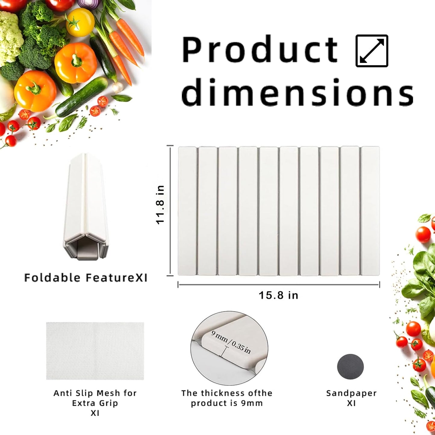 Stone Drying Mat for Kitchen Counter, Collapsible Dish Drying Mat, Fast Drying Diatomaceous Earth Dish Drying Mats, Water Absorbent Diatomite Kitchen Mat (white, small)