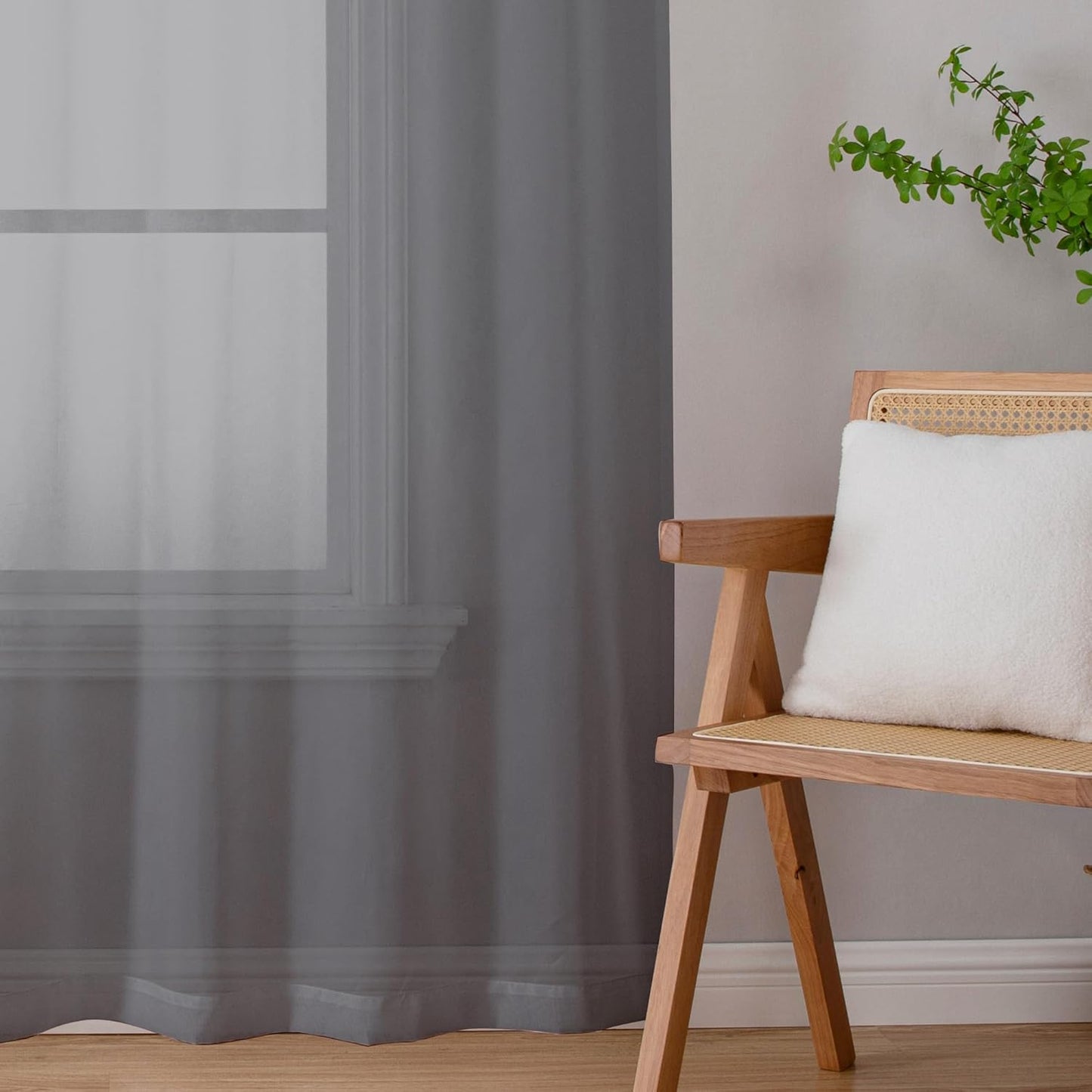 Chyhomenyc Sheer Charcoal Grey Curtains 90 inches Long 2 Panels, Light Filtering Soft Airy Solid Elegant Voile Window Treatment Drapes for Bedroom Living Room Wedding Party Decor, 42 Wx90 L Inches