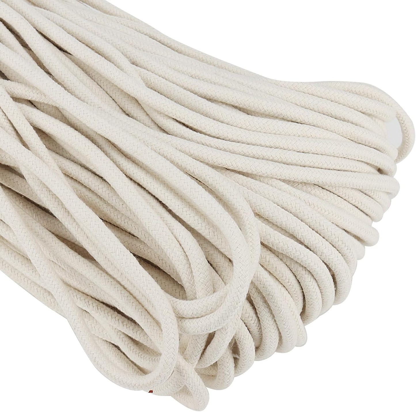 SOUJAP 328 Feet Cotton Clothesline Rope, 1/4 Inch White Cotton Clothesline Rope for DIY Decoration, Tie Down