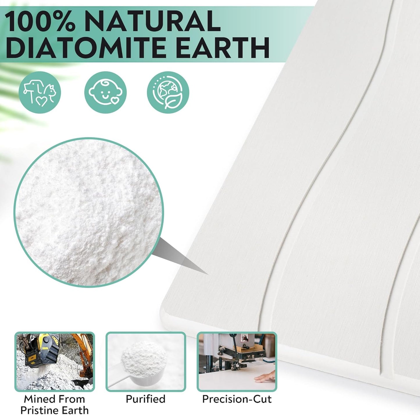 Large Stone Drying Mat for Kitchen Counter, 24x16 Foldable Self Stone Dish Drying Mat, Absorbent Food Grade Diatomaceous Earth Dish Dry Mats for Sink Bathtub