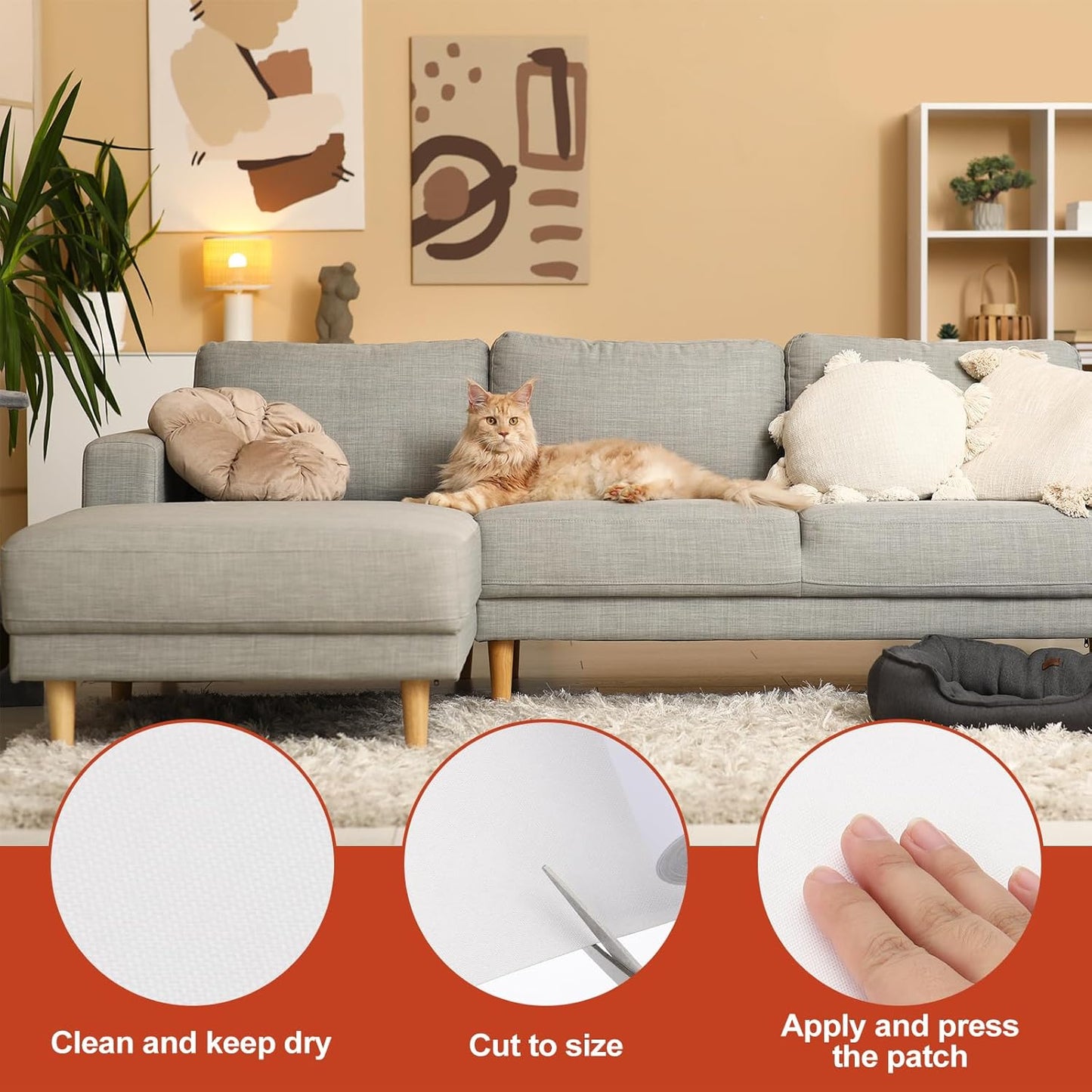 PATIKIL 70x4.4 Inch Linen Repair Tape, Repair Fabric Patch Self Adhesive Couch Patch Line Repair Patch for Furniture Sofa Car Seats Office Chairs, White