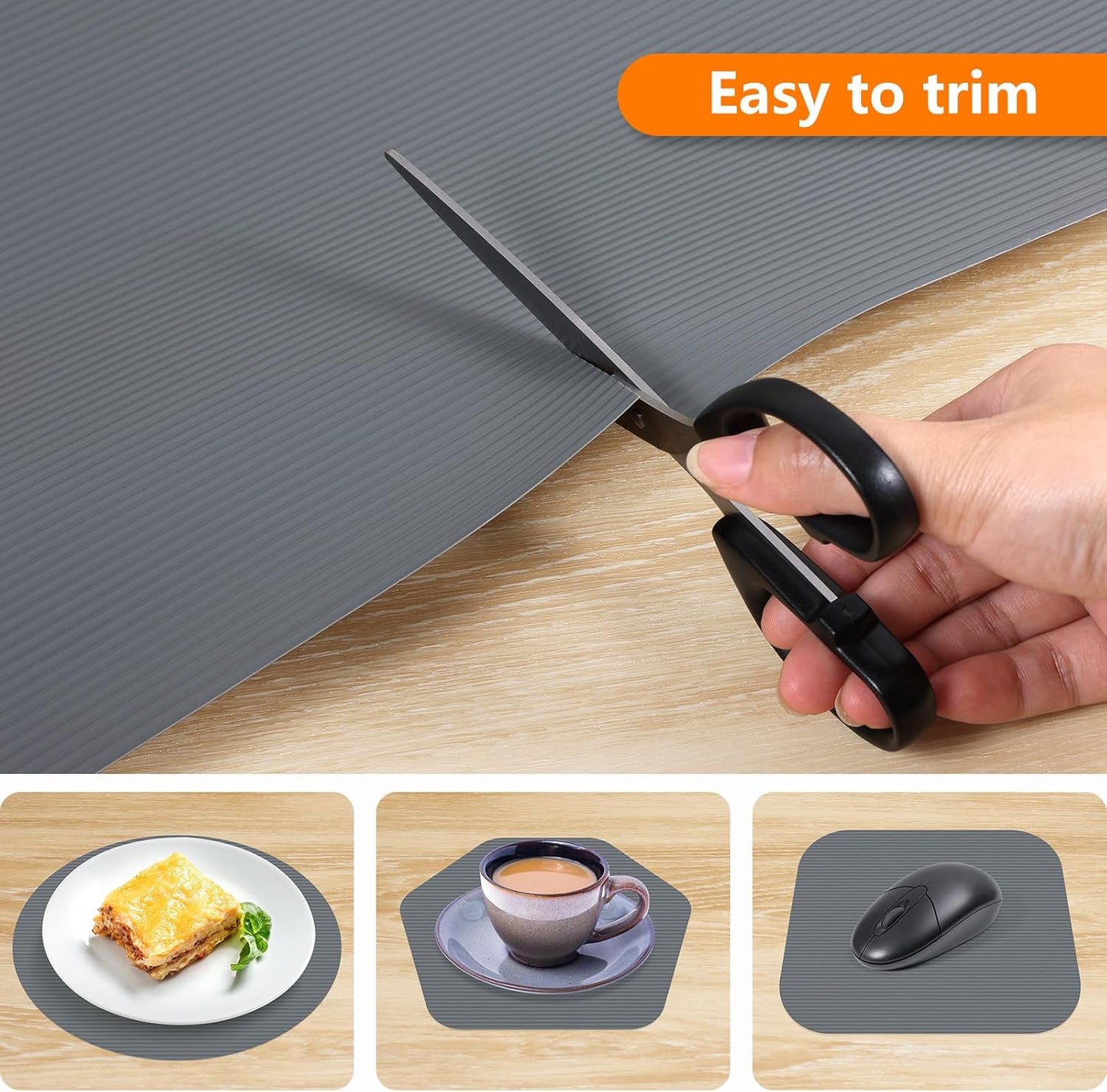 Shelf Liners for Kitchen Cabinets Drawer Liner Non Adhesive Cupboard Mat EVA Material Waterproof Refrigerator Mats Washable Fridge Liner for Cupboard and Desks Liner Gray 11.8 x 393.7 Inches