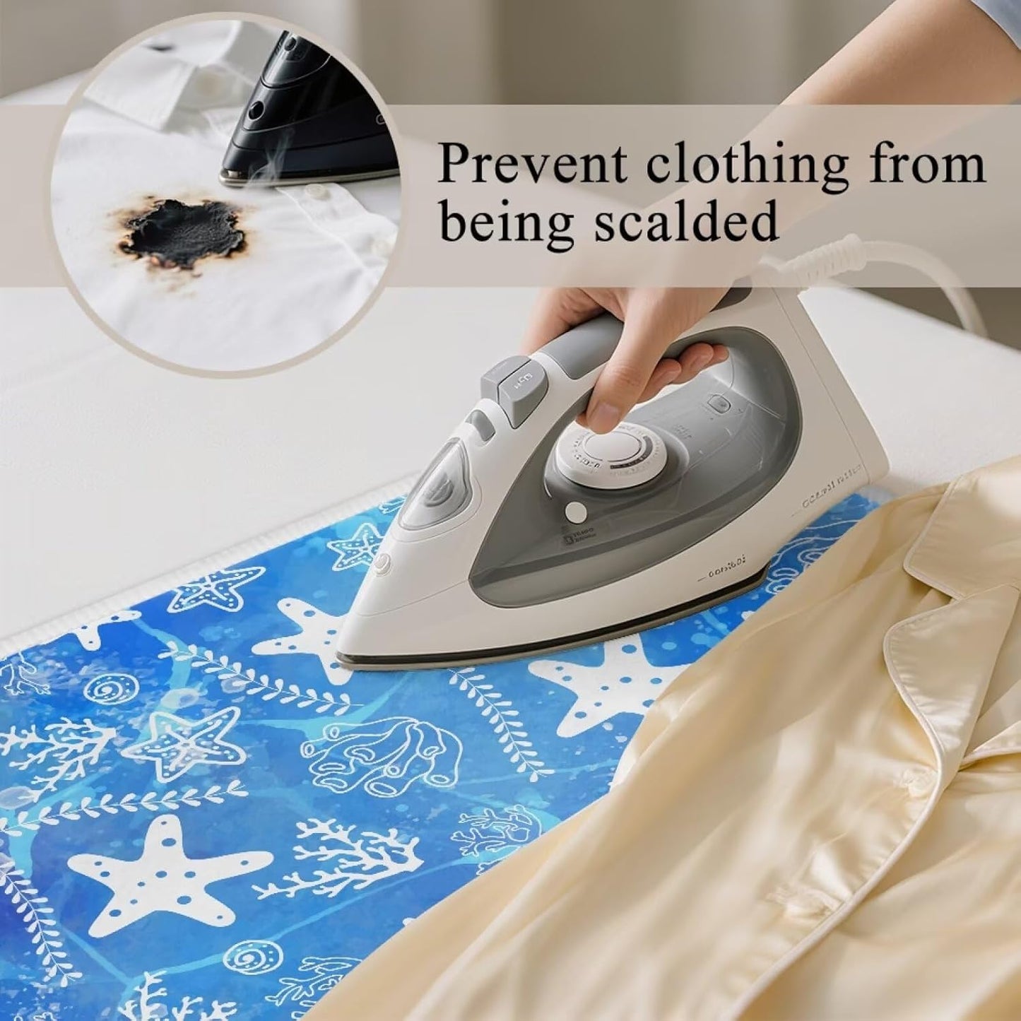 Ironing Mat Thickened Blue Stars Ironing Blanket Travel Portable Ironing Pad Travel Isolate Heat Pad Cover for Washer Dryer Table Top Countertop 32 x 16 Inch