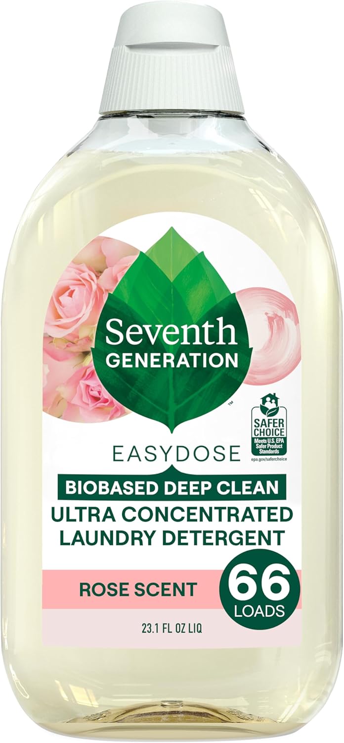 Seventh Generation EasyDose Laundry Detergent, Ultra Concentrated: 66 Loads, Rose Scent, 23.1 Fl Oz