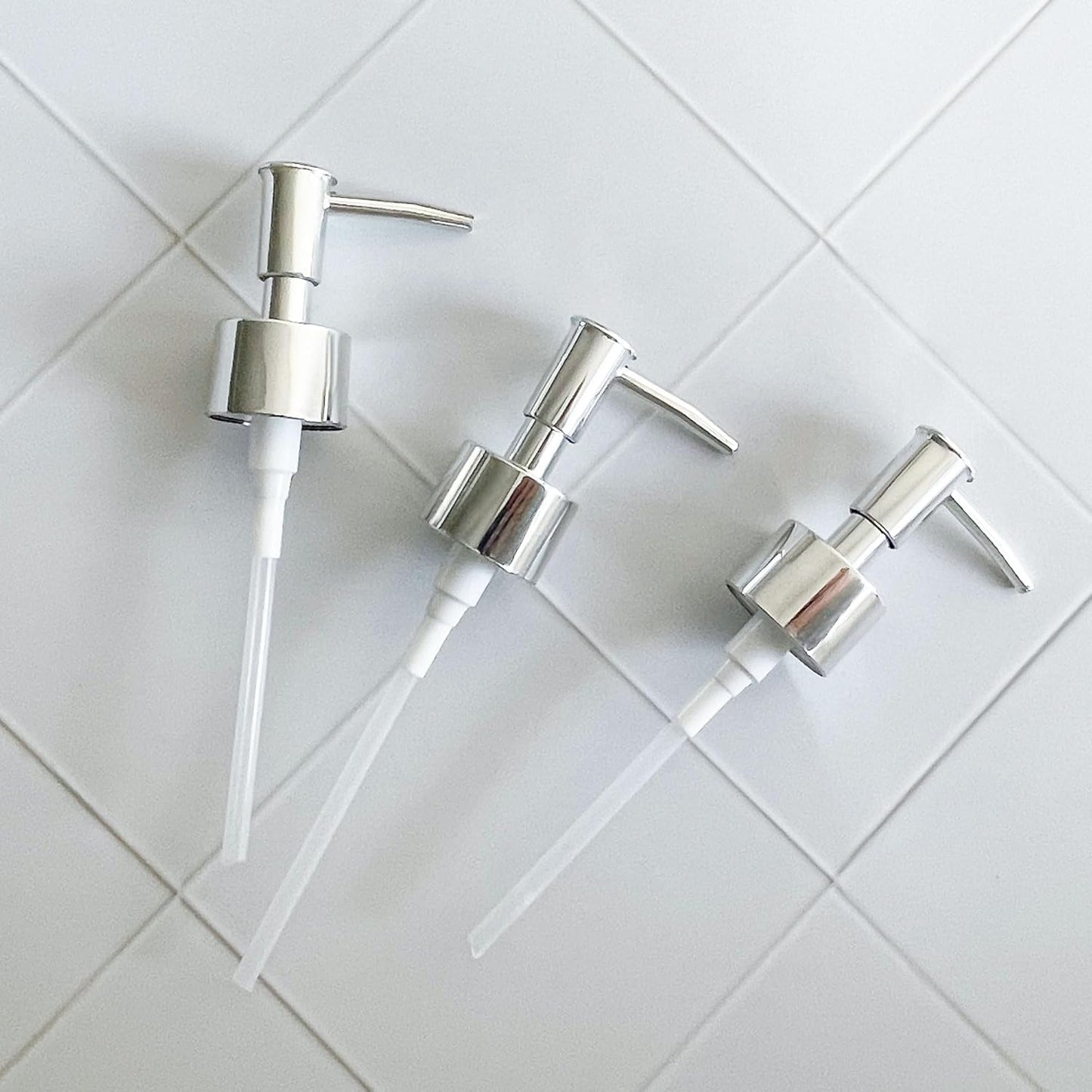 Soap Dispenser Pump Head Replacement 10 Pack, 28/400 Threads Standard Size, for Bathroom and Kitchen (Clear Silver)