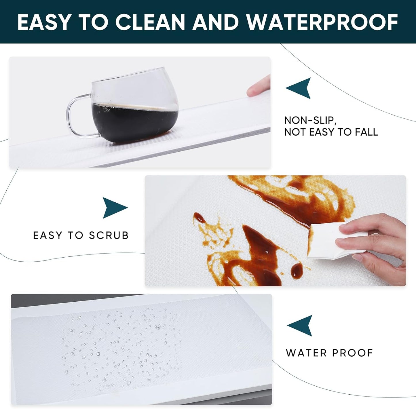 Shelf Liners for Kitchen Cabinets Non-Adhesive & Washable,Non Slip Cabinet Liners for Shelves Waterproof & Oil Proof,Clear Plastic Drawer Liner,Easy to Cut & Food-Grade EVA 12'' x 20' x 2 Rolls CT-122