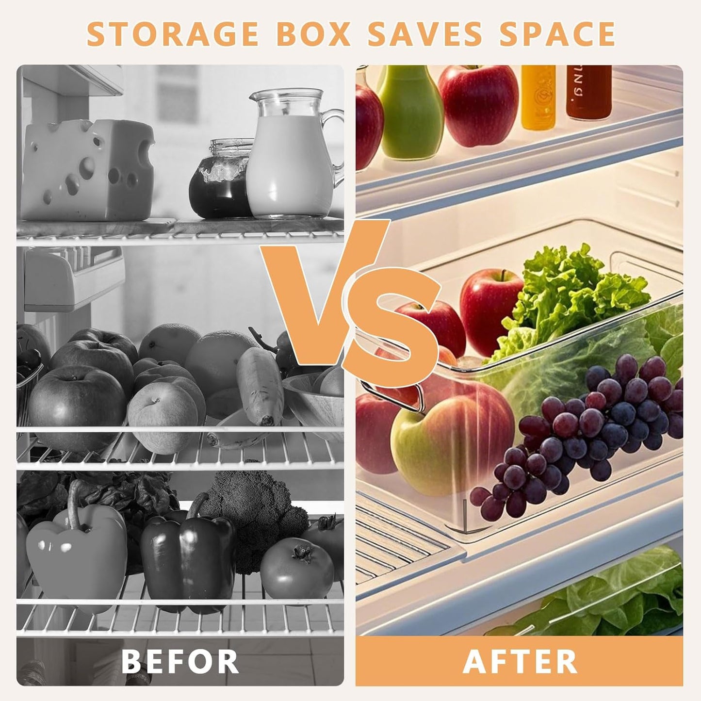 MOONEDGE 8-Pack Clear Plastic Storage Bins — Open-Top PET Containers and Organizers, 11" x 8" x 6" Clear Boxes for Pantry, Garage, Shelf and Multi-Purpose Home Organization