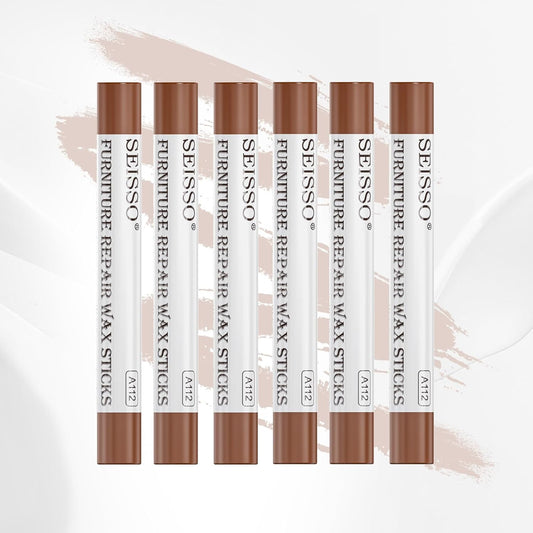 SEISSO Furniture Repair Crayon, 6 Pcs - Wood Filler Sticks, Scratch Repair Wax, Furniture Marking Repair - Scratch, Hole, Table, Wood Floor, Guitar, Covering, Instrument Fill Sticks -Red Cherry
