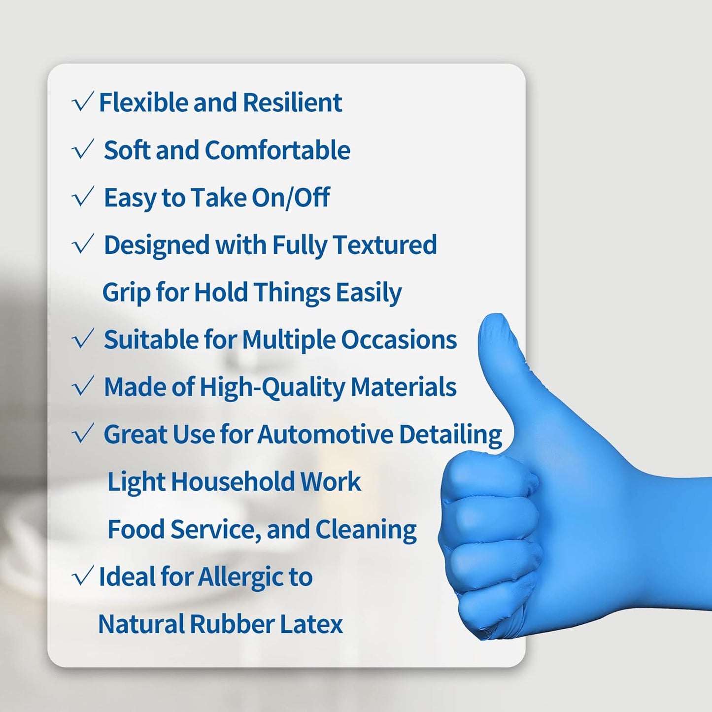 Daddy's Choice Nitrile Gloves 100Pcs 1000 Pcs Disposable Blue, Small/Medium/Large/XLarge, No Latex No Powder